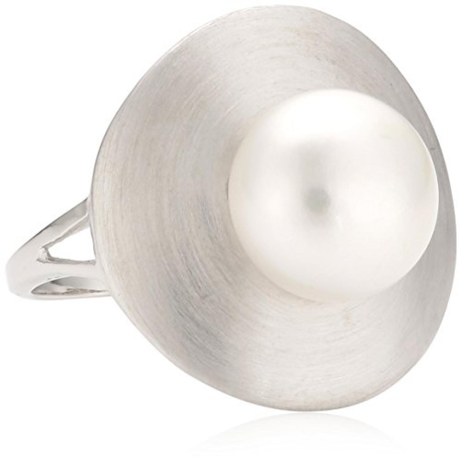 Zeeme Damen-Ring 925 Sterlingsilber matt Süßwasserperle 273270749-1-054 