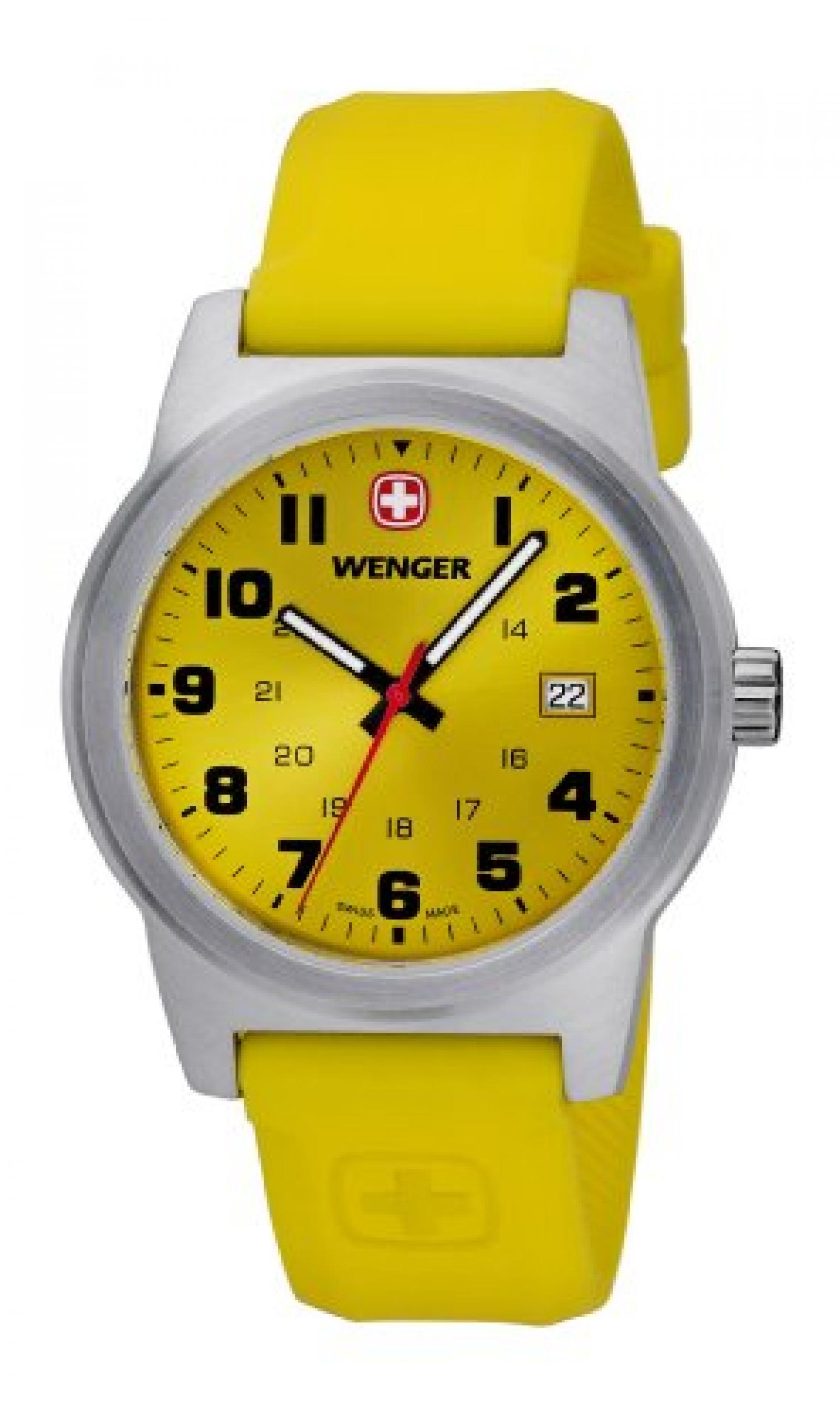 Wenger Unisex-Armbanduhr Field Classic Analog Silikon Gelb 010441113 