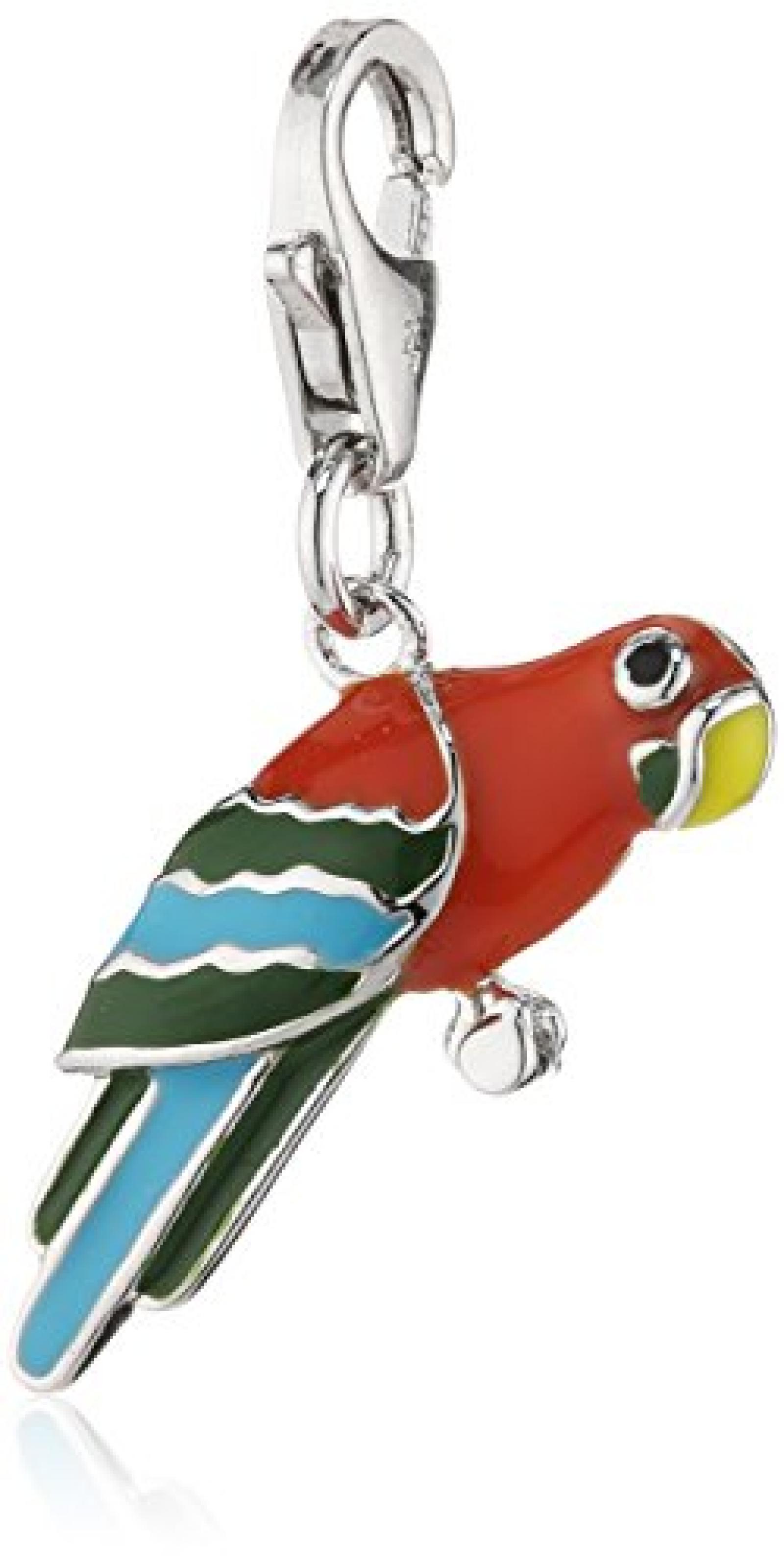 Zeeme Damen-Anh&auml;nger 925/- Sterling Silber Mit Buntem Lack Papagei 360241484 