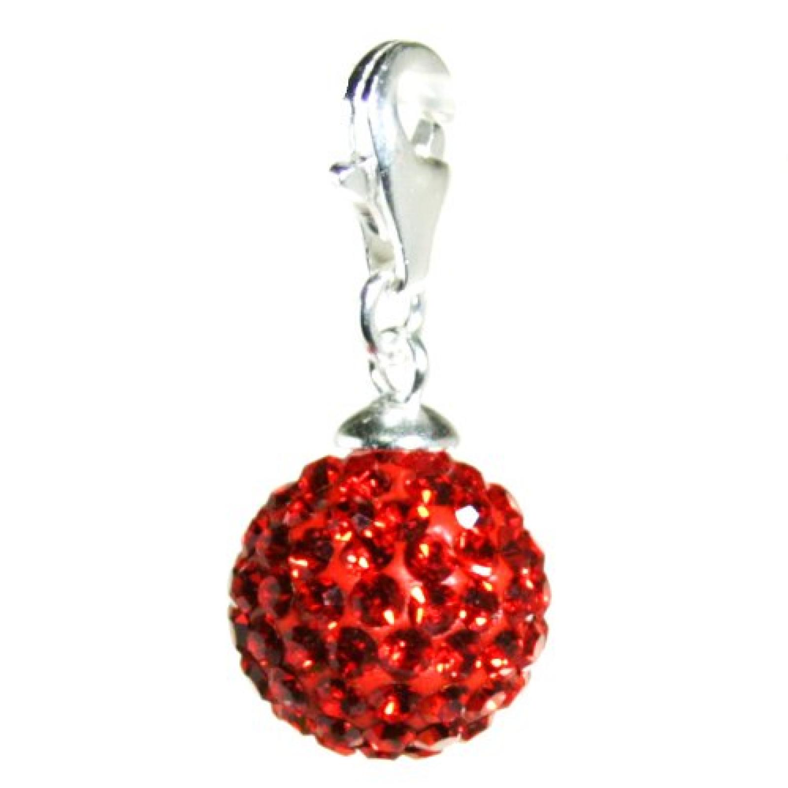 Bella Carina herrlich funkelnder Charms Glitzer Kugel Anhänger mit Silber Karabiner für Bettelarmband , Kristall Glas Elements , rot , Sterling Silber 925 nickelfrei , Durchmesser der Kugel ca. 10 mm Bella Carina herrlich funkelnder Charms Glitzer Kugel Anhänger mit Silber Karabiner für Bettelarmband , Kristall Glas Elements , rot , Sterling Silber 925 nickelfrei , Durchmesser der Kugel ca. 10 mm