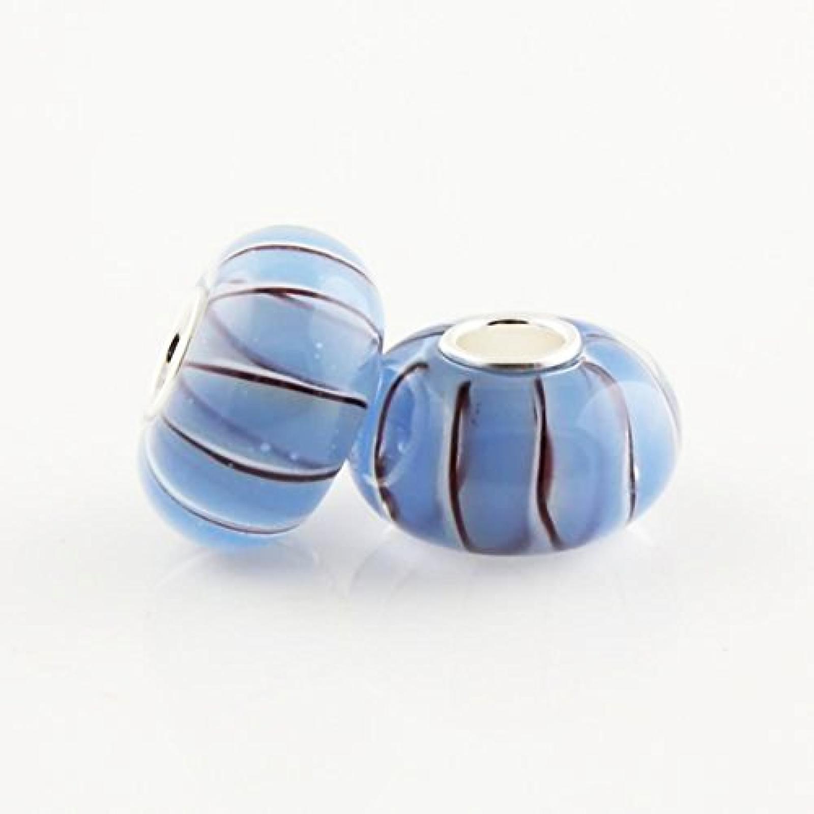 TAOTAOHAS Damen - European Armband Charms Beads, Sterling-Silber 925 mit grau blau groß Murano glas Perle, Streifen von Hoffnungen TAOTAOHAS Damen - European Armband Charms Beads, Sterling-Silber 925 mit grau blau groß Murano glas Perle, Streifen von Hoffnungen