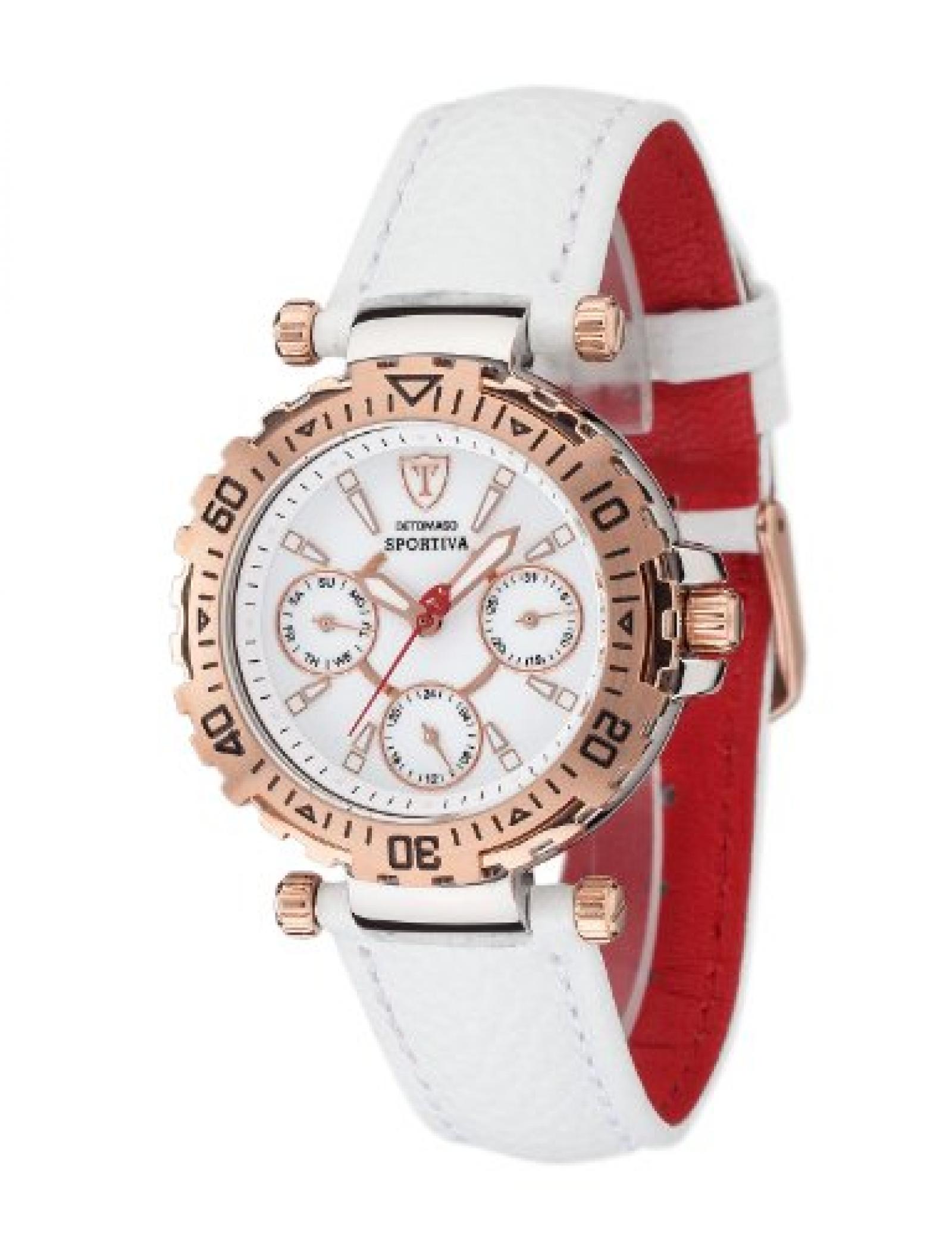 Detomaso Damen-Armbanduhr XS SPORTIVA Multifunction Rosegold/White Analog Quarz Leder DT3016-H Detomaso Damen-Armbanduhr XS SPORTIVA Multifunction Rosegold/White Analog Quarz Leder DT3016-H