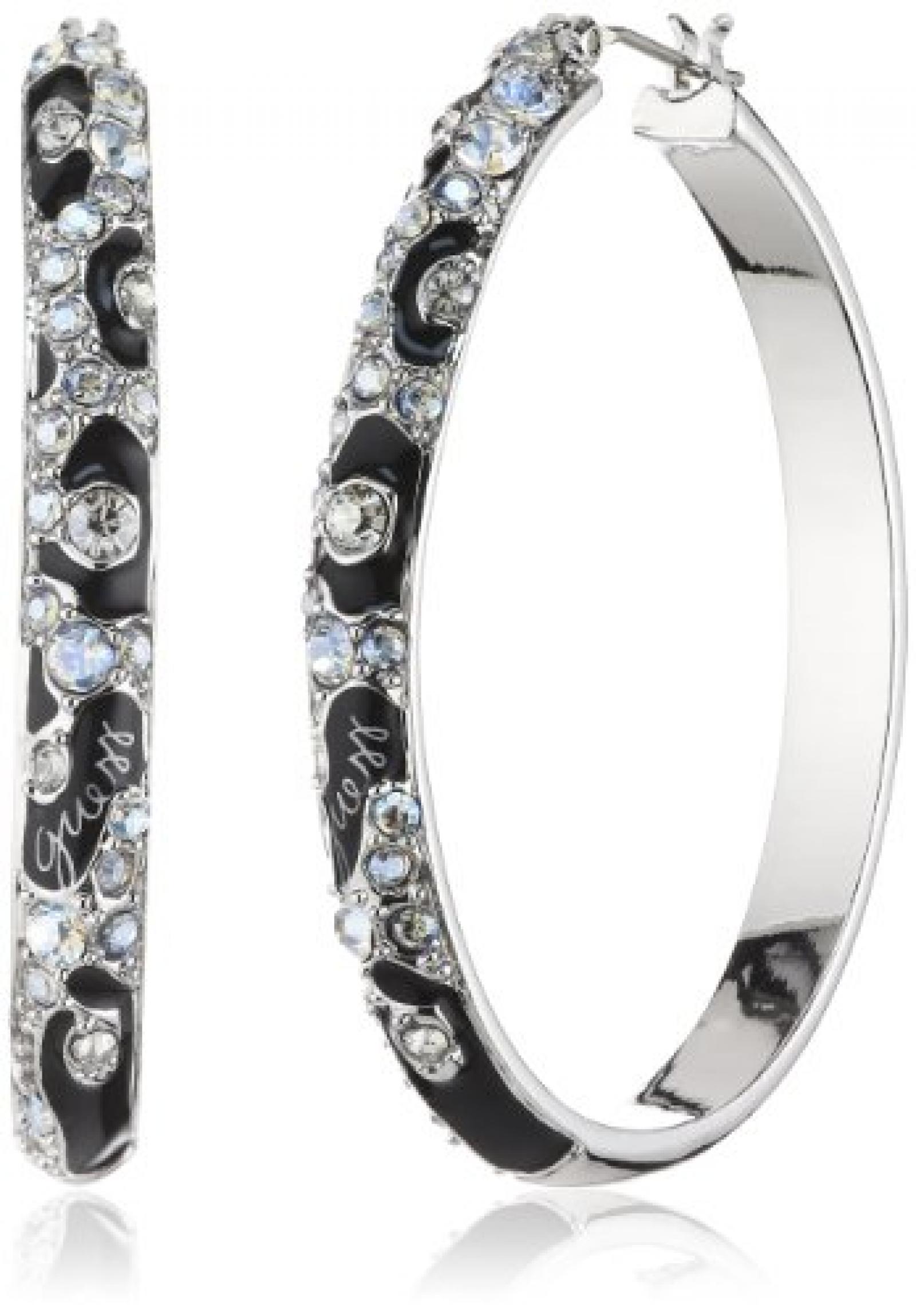 Guess Damen-Creolen Edelstahl Emaille schwarz 80 Kristalle 35 mm UBE71203 Guess Damen-Creolen Edelstahl Emaille schwarz 80 Kristalle 35 mm UBE71203