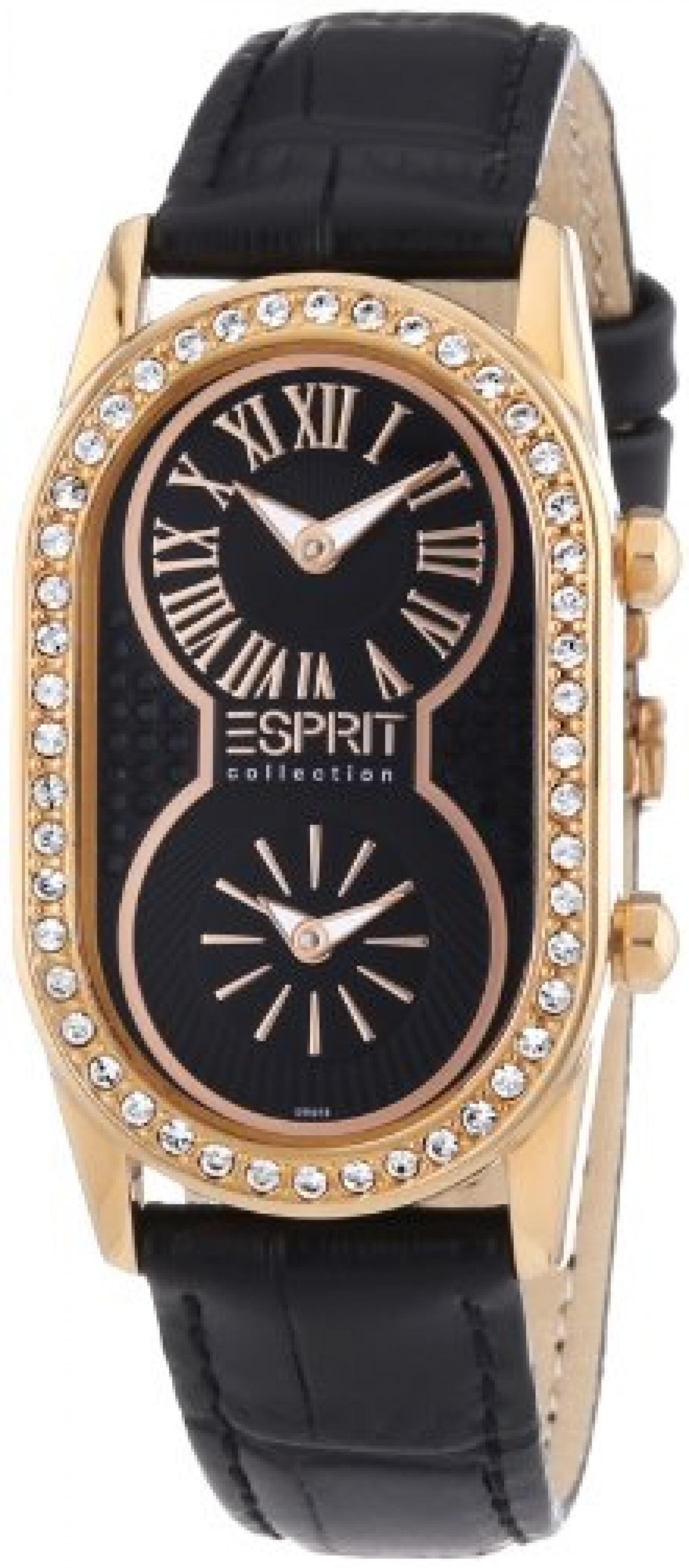Esprit Collection Damen-Armbanduhr athena rosegold Analog Quarz Leder EL101192F07 