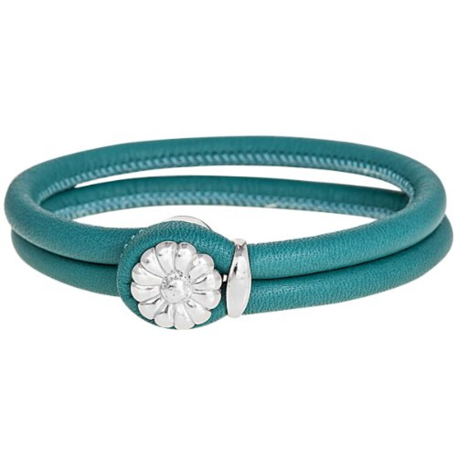 Bella Donna Damen-Lederarmband türkis 925 Sterlingsilber 1 Gänseblümchen 74130009 Bella Donna Damen-Lederarmband türkis 925 Sterlingsilber 1 Gänseblümchen 74130009