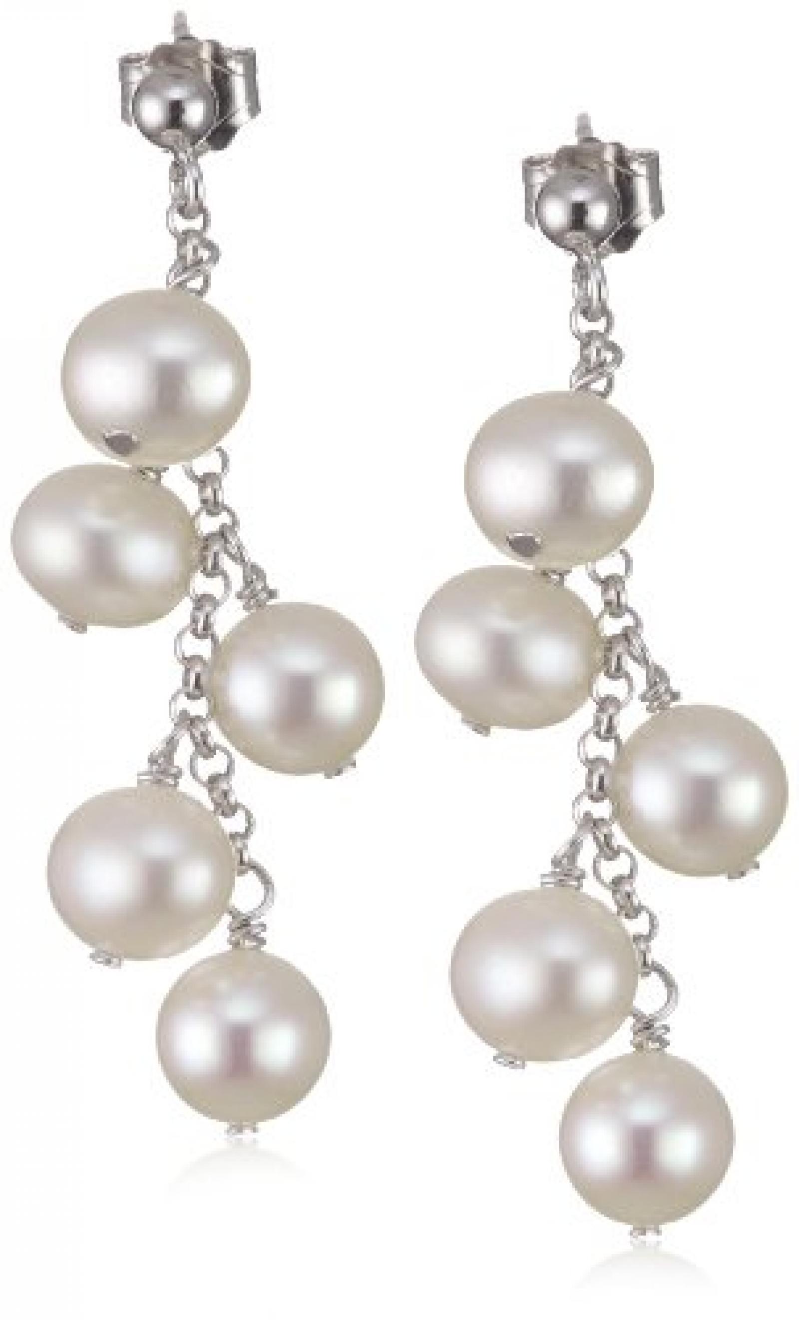 Valero Pearls Fashion Collection Damen-Ohrstecker Hochwertige Süßwasser-Zuchtperlen in ca.  7 mm Rund weiß 925 Sterling Silber       60201328 