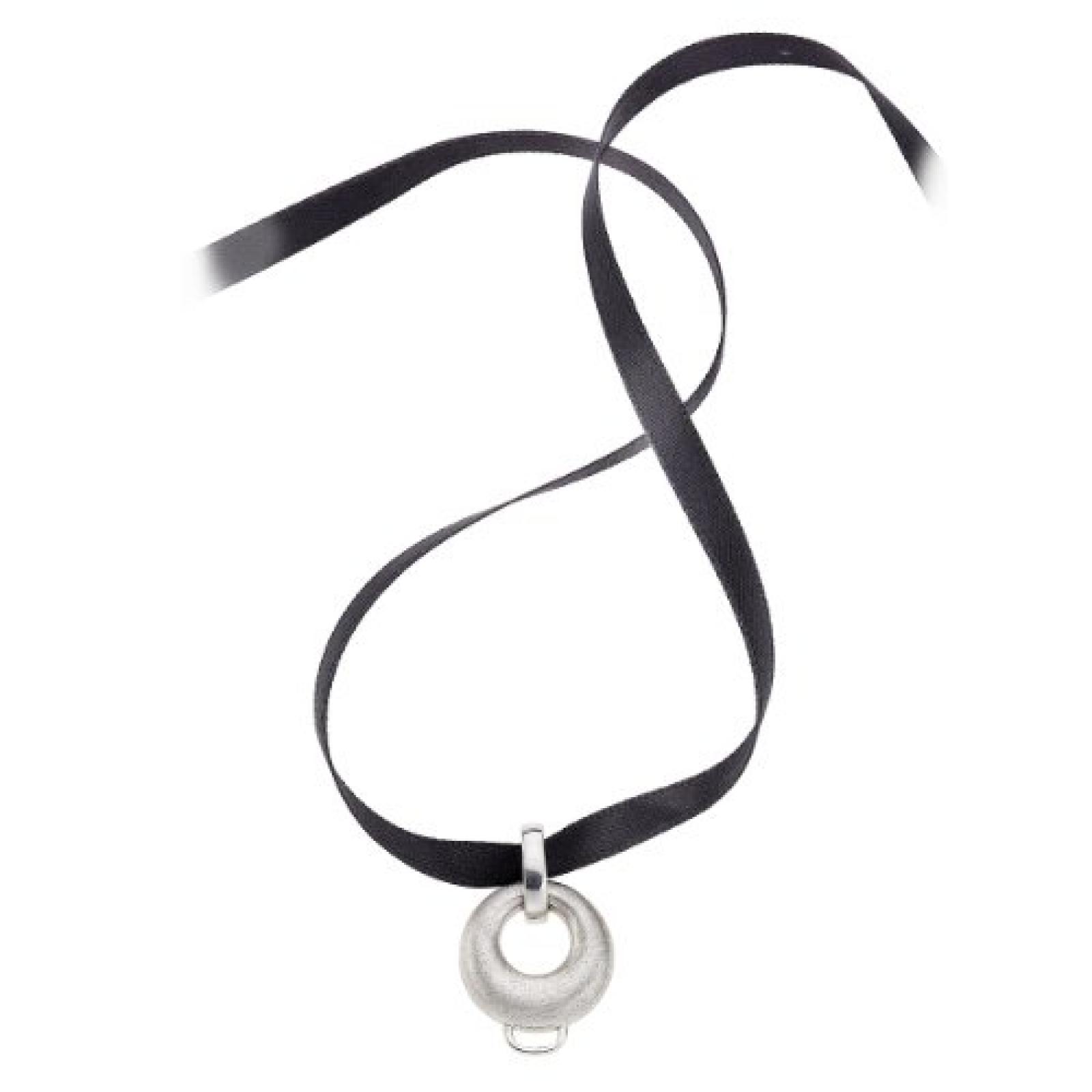 Zeeme Damen-Anh&auml;nger Mit Schwarzem Textilband 45+5Cm 925/- Sterling Silber 500250552-45 