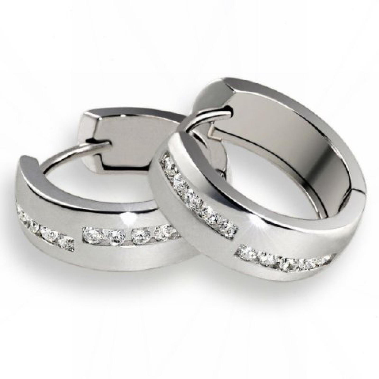 goldmaid-Creolen 925 Sterling-Silber 20 Zirkonia 16.9 mm Me O445S 