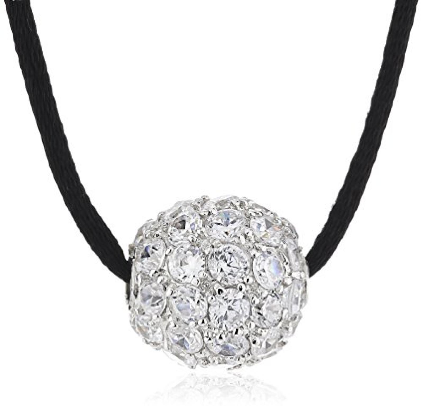 Celesta Damen-Anh&auml;nger mit Textilband 925 Sterling Silber Textil schwarz Zirkonia wei&szlig; 45cm 358250054L 