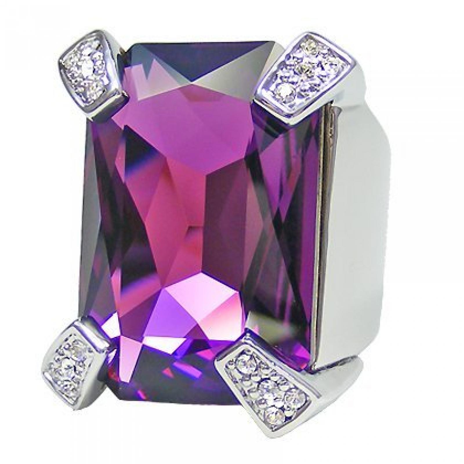 Ring mit Swarovski Elements - Farbe Silber - Amethyst - Gr&ouml;&szlig;e 56 