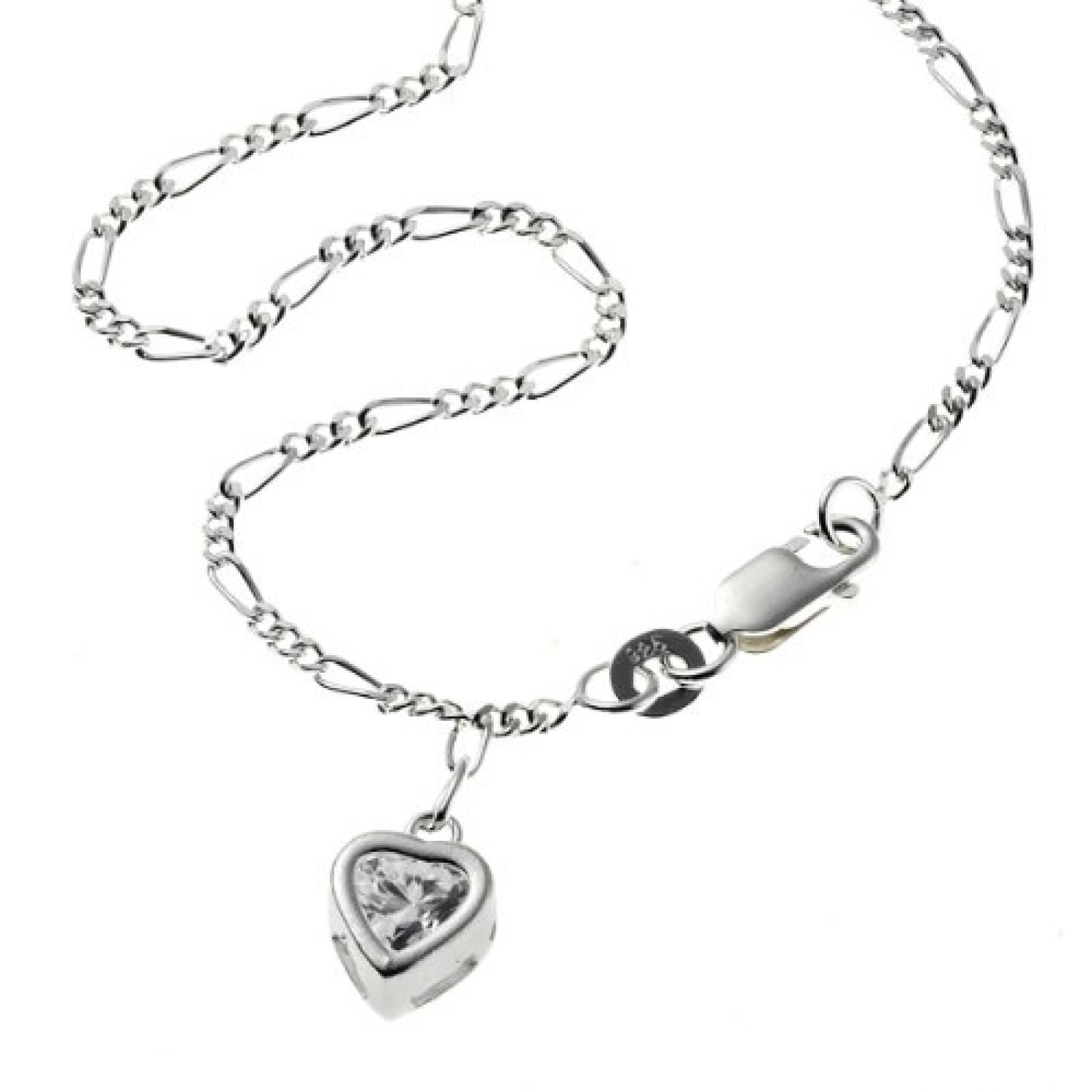 ZEEme Basic Fu&szlig;kette 25cm lange Figarokette mit Herz 299200020 