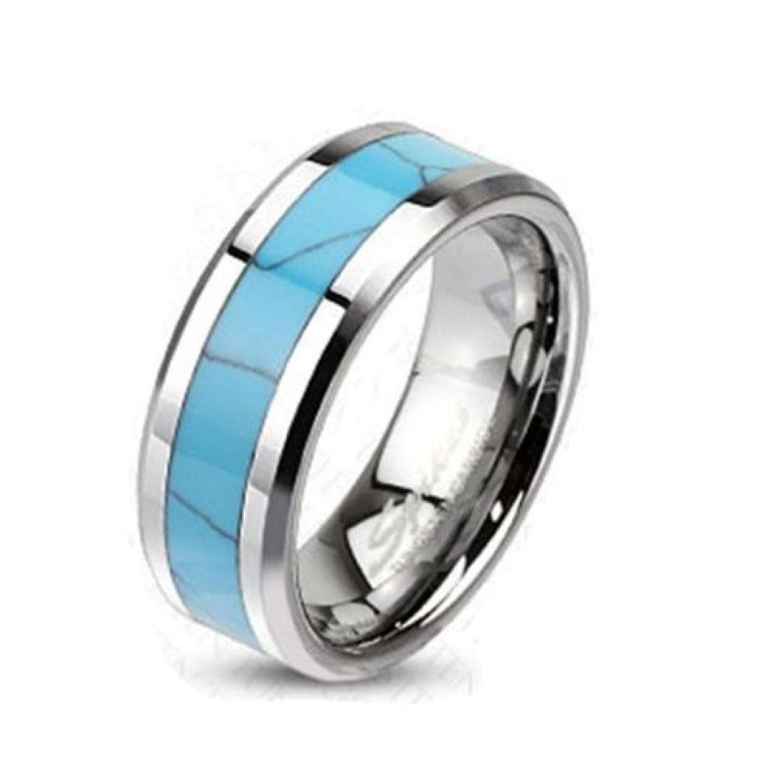Coolbodyart Unisex Tungsten Ring silber t&uuml;rkis mit "Turquoise Inlay" verf&uuml;gbare Ringgr&ouml;&szlig;en 47 (15) - 72 (23) 
