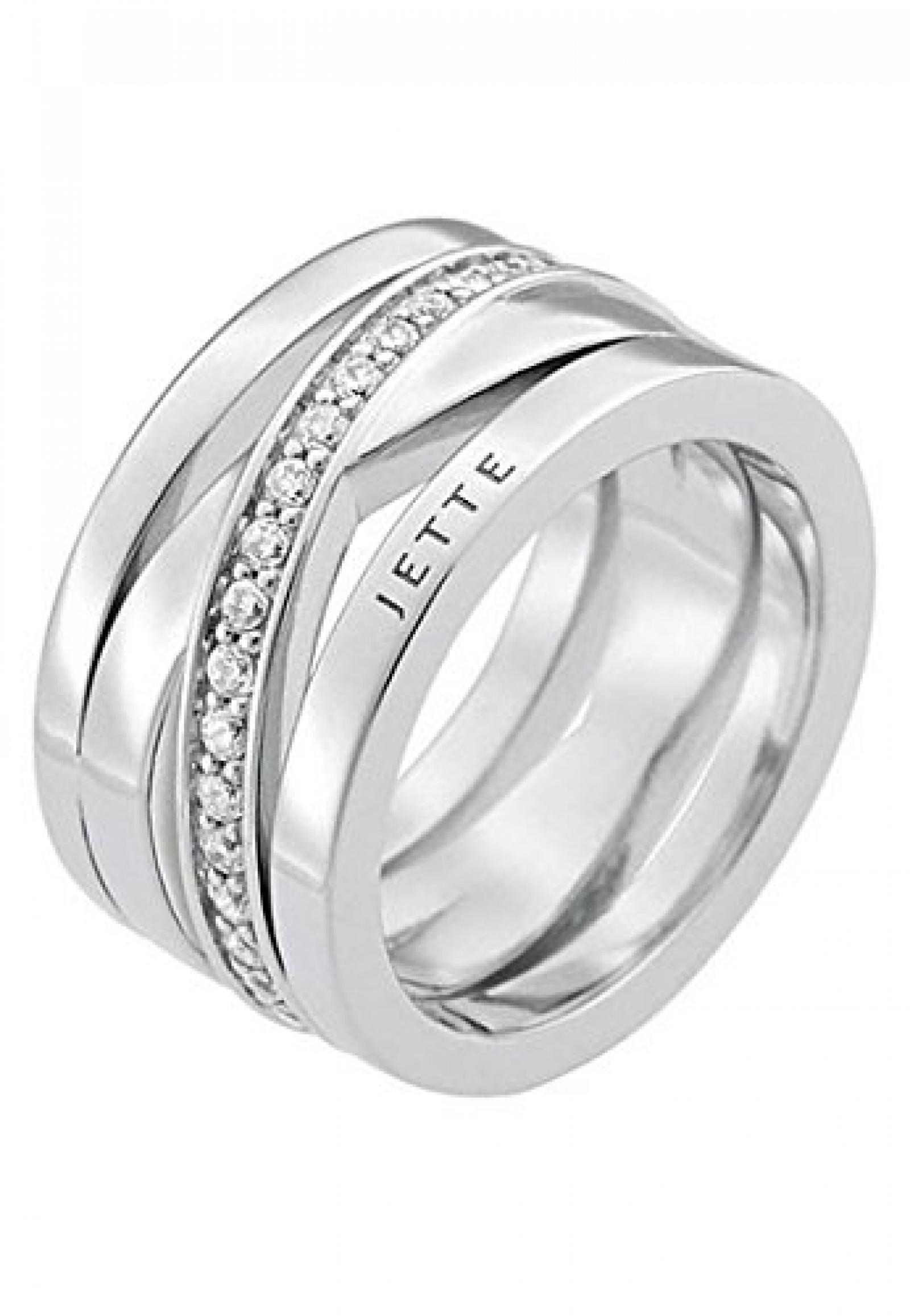 JETTE Silver Damen-Ring Wrapping 925er Silber rhodiniert Zirkonia (silber) 