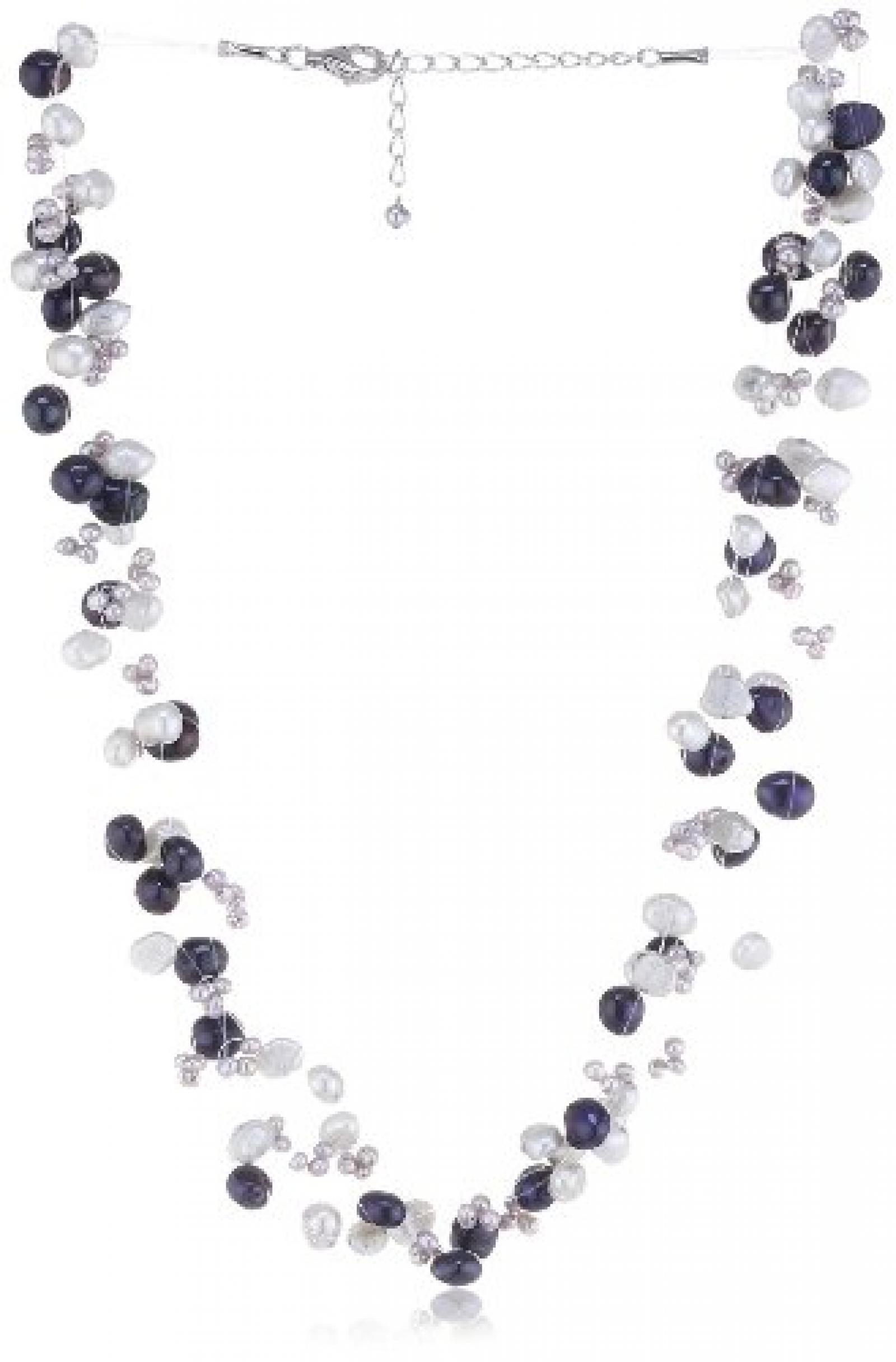 Valero Pearls Fashion Collection Damen-Kette Hochwertige Süßwasser-Zuchtperlen in ca.  4-6 mm Barock silberblau / hellgrau / blauviolett 925 Sterling Silber    43 cm + 5 cm Verlängerung   60200101 