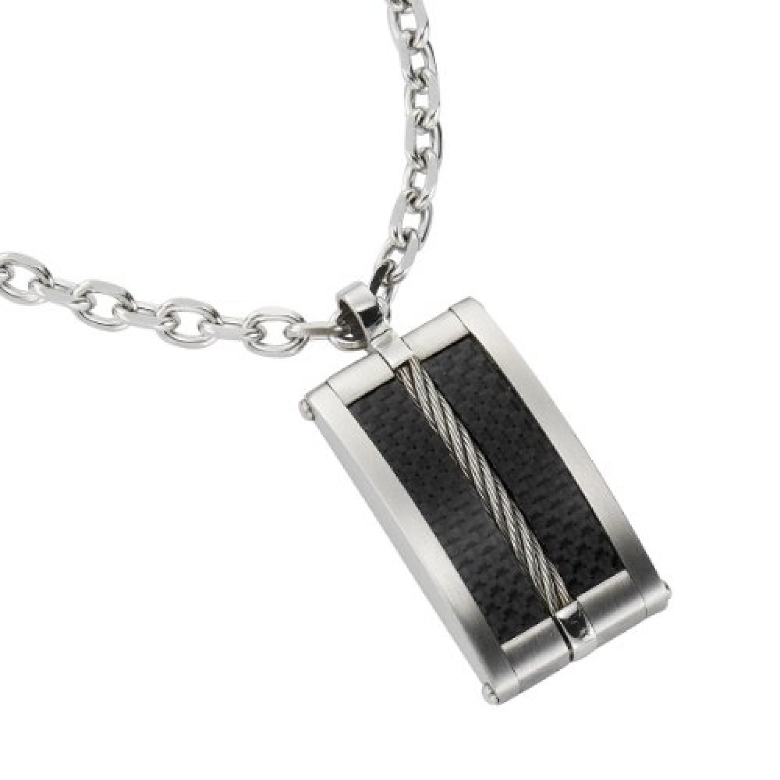 ZEEme Herren-Halskette mit Anh&auml;nger 50cm Motiv Rechteck schwarz 500043752-50 