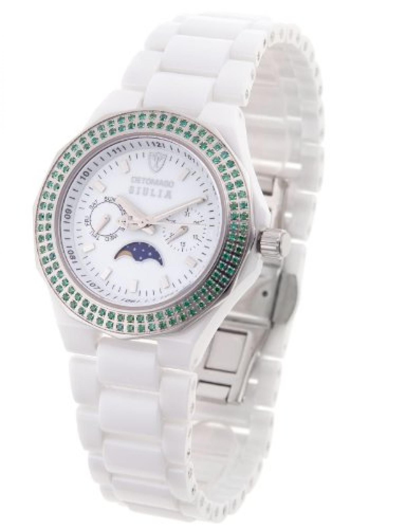 Detomaso Damenuhr Giulia Keramik wei&szlig;/gr&uuml;n 