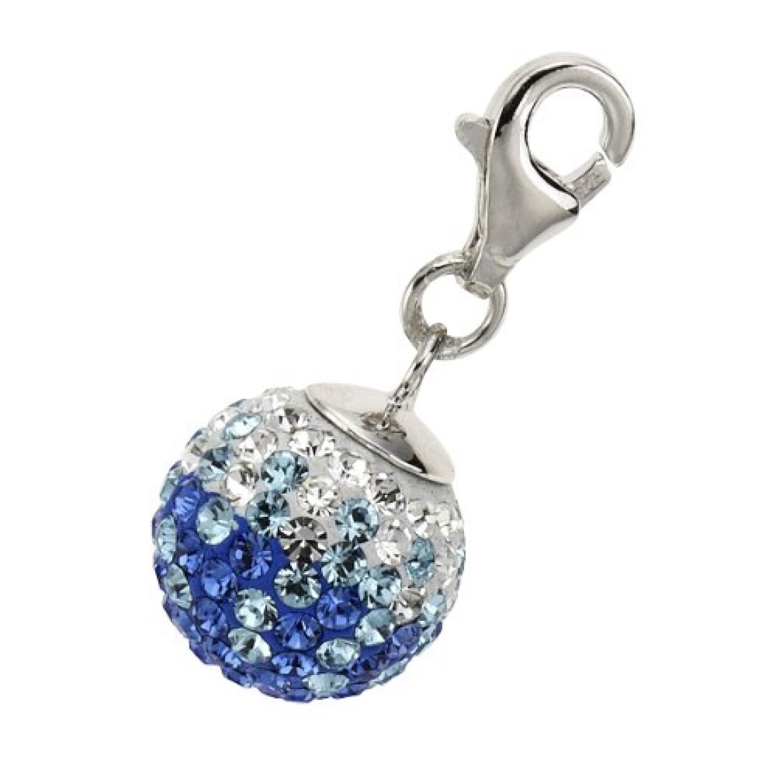 Zeeme Damen-Anh&auml;nger 925/- Sterling Silber Kugel Kristall Blau/T&uuml;rkis/Wei&szlig; 280240061-1 