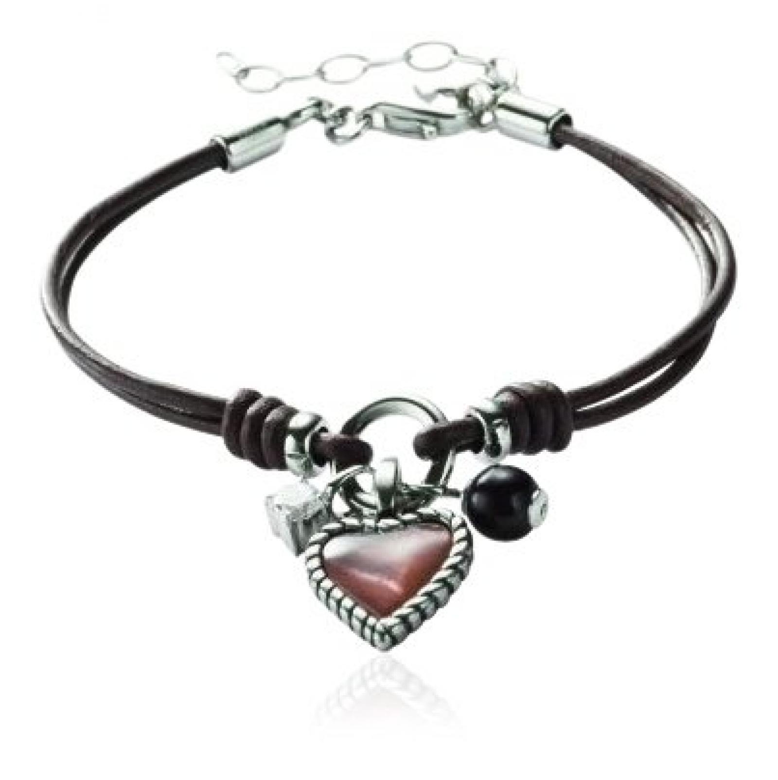 Fossil Damen-Lederarmband mit Perlmutt Herz 16-19.5 cm JF85718040 Fossil Damen-Lederarmband mit Perlmutt Herz 16-19.5 cm JF85718040