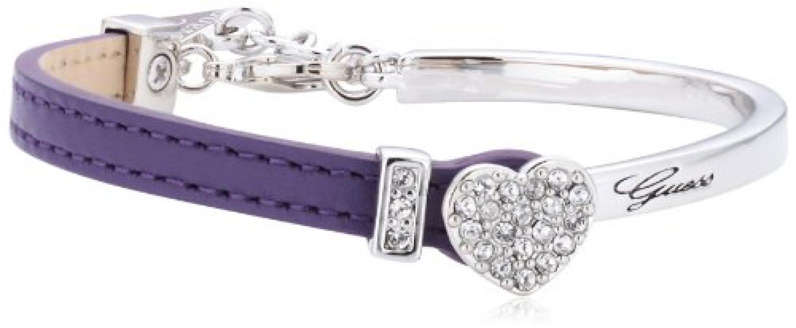 Guess Damen-Armreif Versilbertes Metall Leder wei&szlig; UBS91309 
