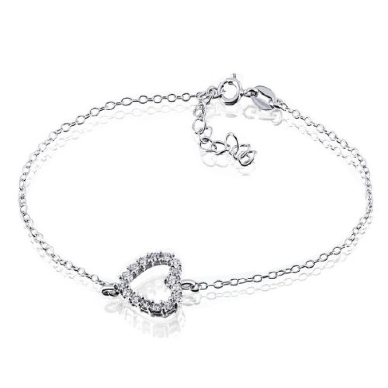 Goldmaid Damen-Armband 925 Sterling Silber Herz 16 weiße Zirkonia 21 cm He A6285S 