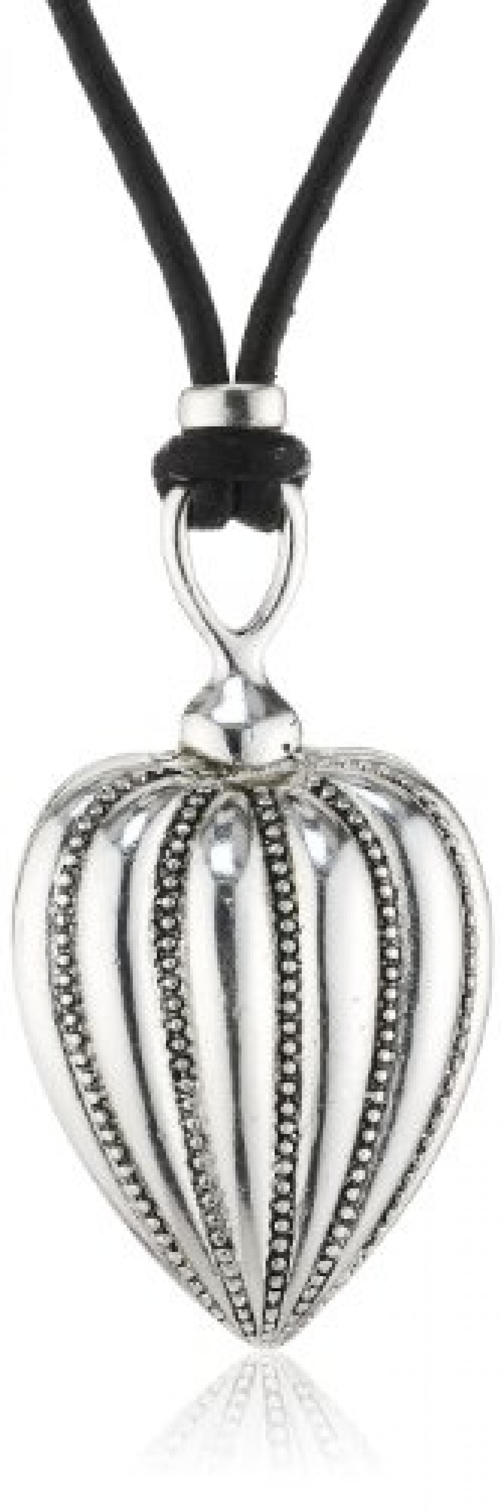 Pilgrim Jewelry Damen-Halskette Messing mit Anh&auml;nger aus der Serie long necklaceversilbert,schwarz 90 cm 301326011 