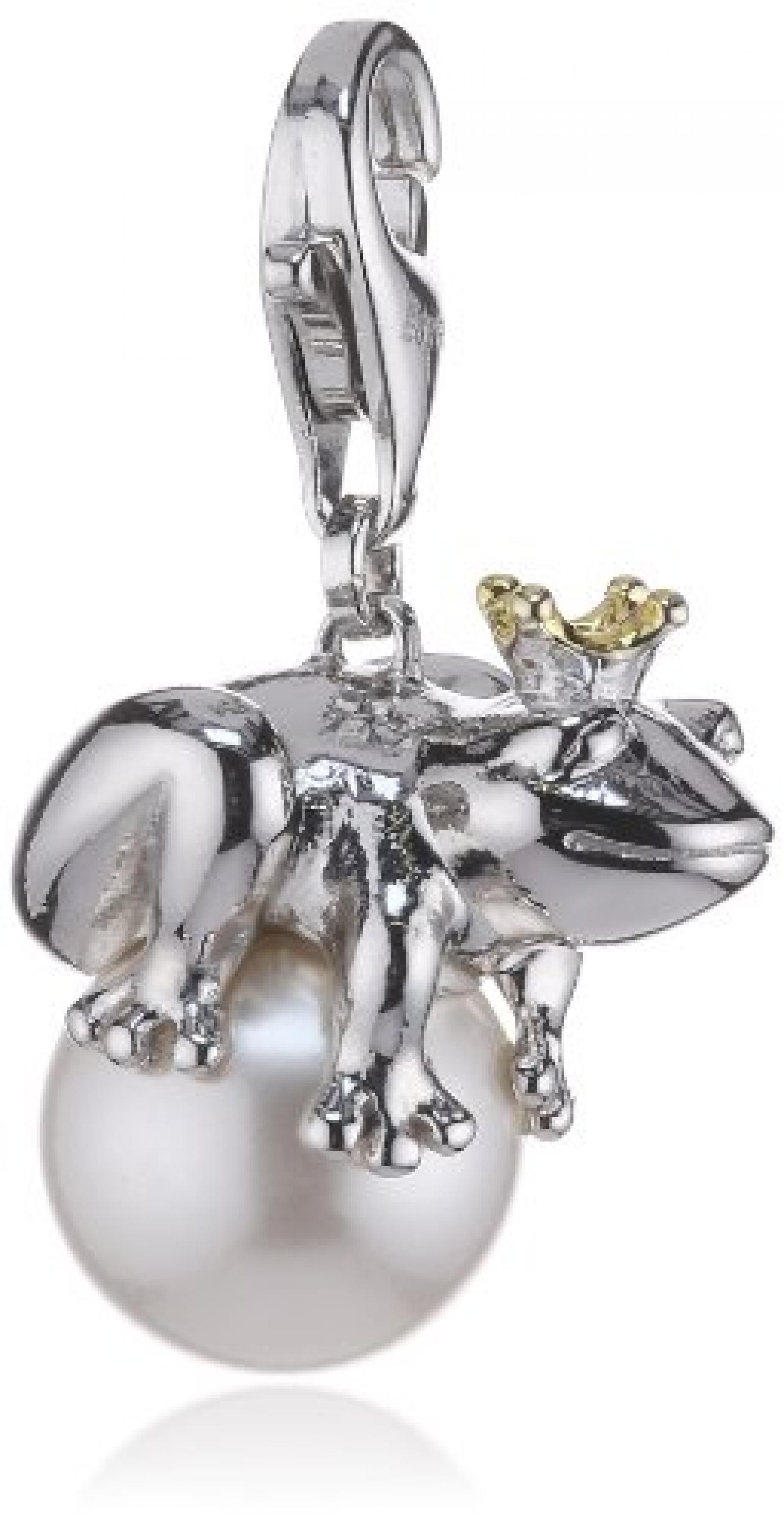Esprit Damen-Charm frog king 925 Sterling Silber 1 Glaskugel weiß S.ESCH90998B000 