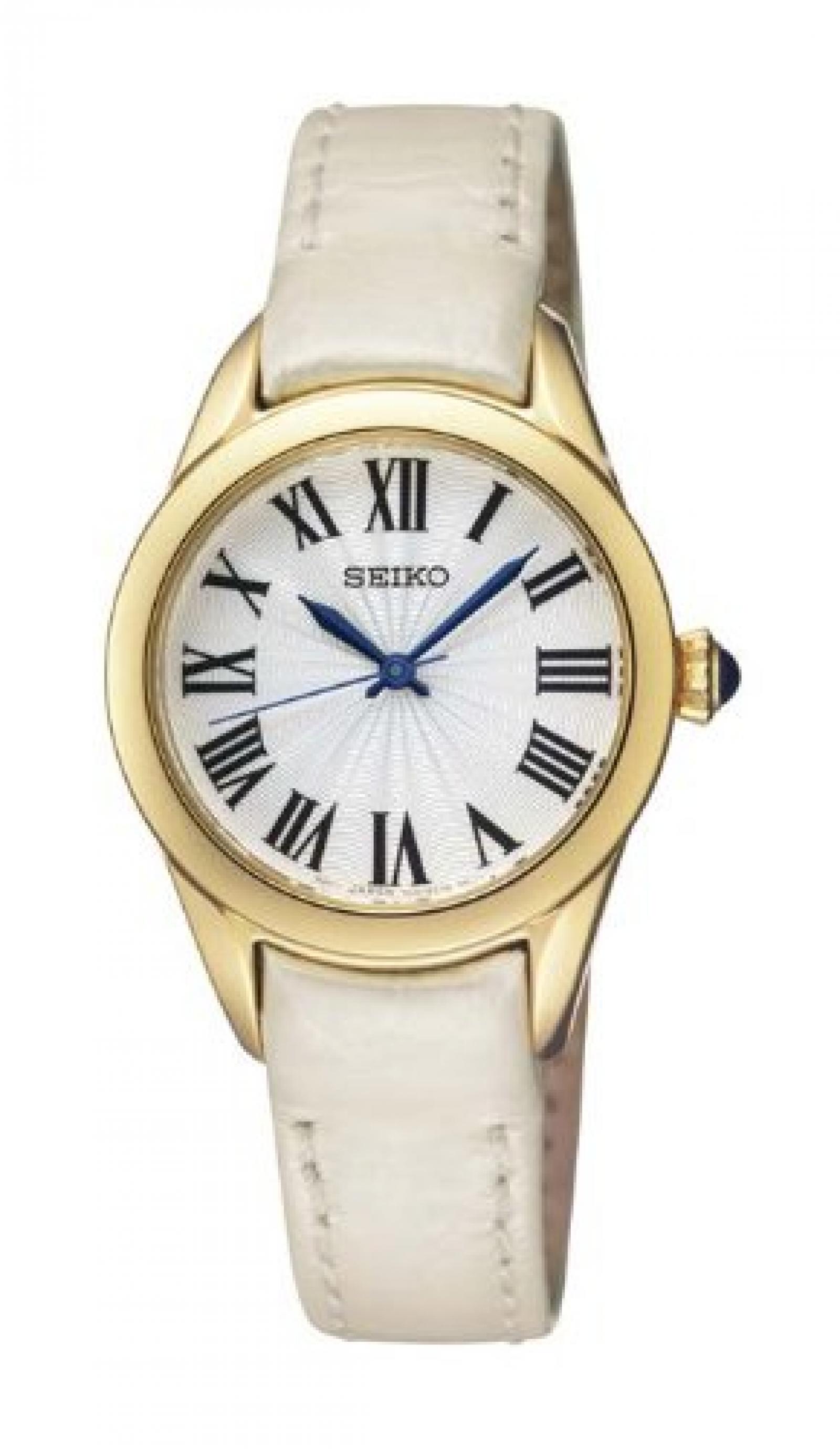 Seiko Damen-Armbanduhr XS Analog Quarz Leder SRZ384P2 