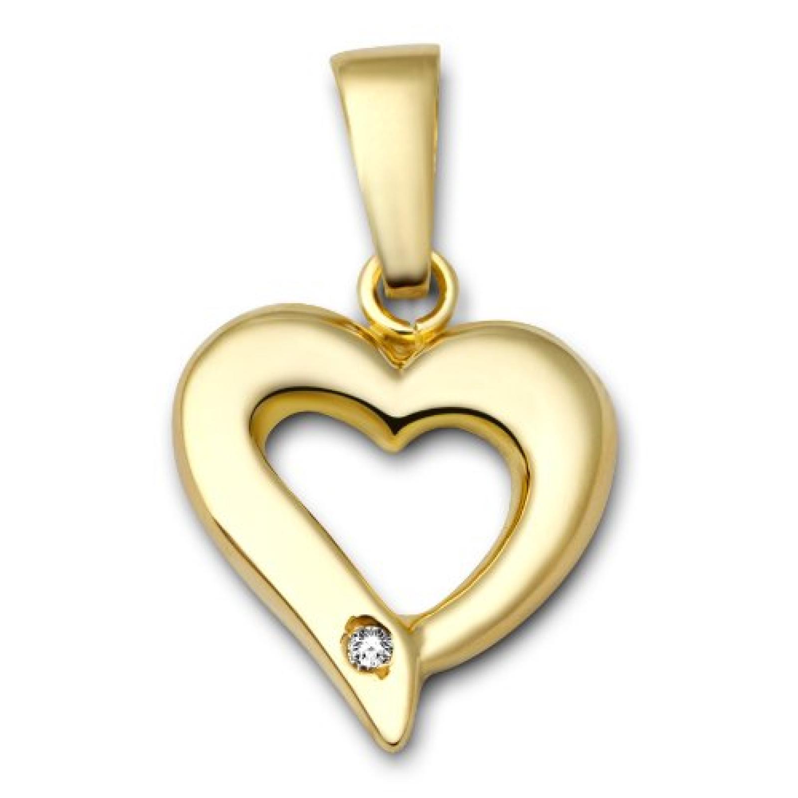 Miore Damen-Anh&auml;nger Herz 9 Karat 375 Gelbgold Brillant MA984P 