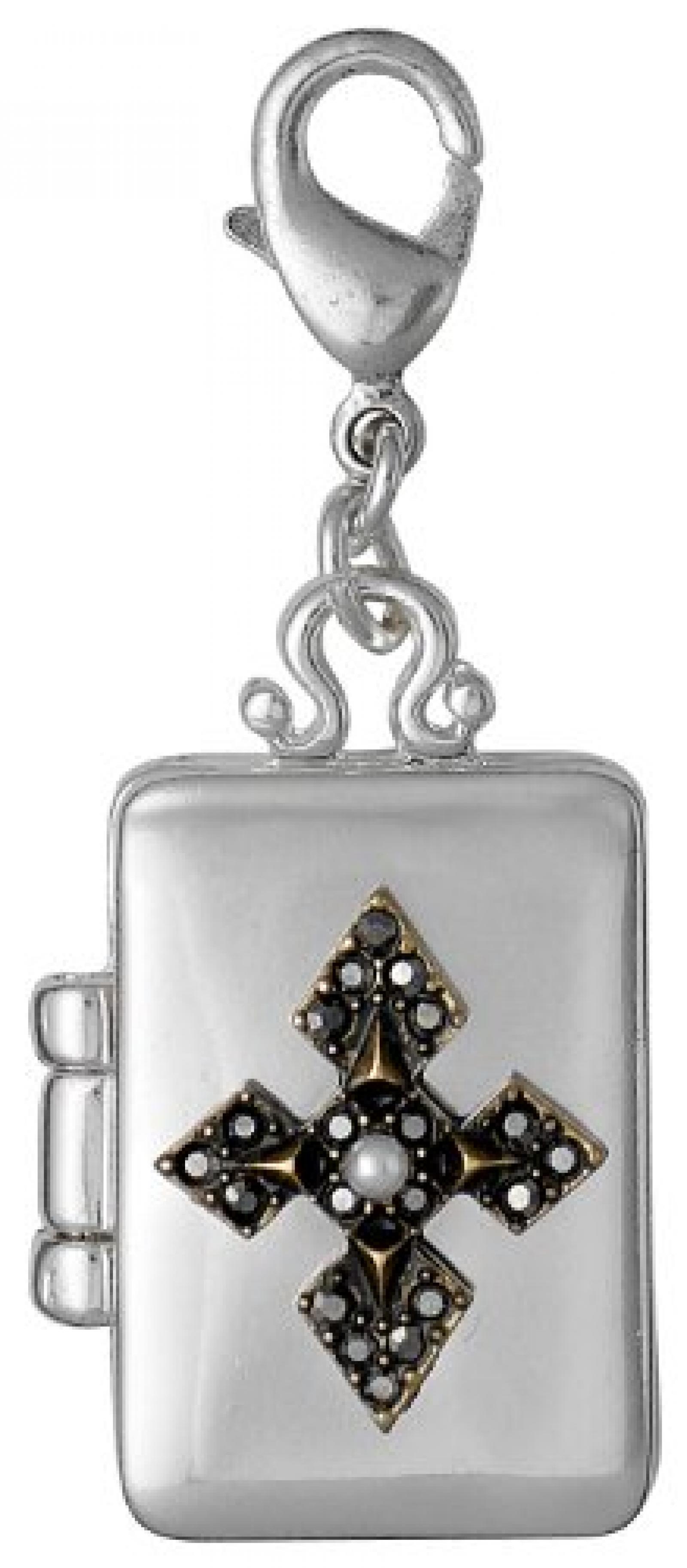 Pilgrim Jewelry Damen-Anh&auml;nger Messing Kristall Charms Vergoldet und Versilbert 4.2 cm wei&szlig; 401342007 