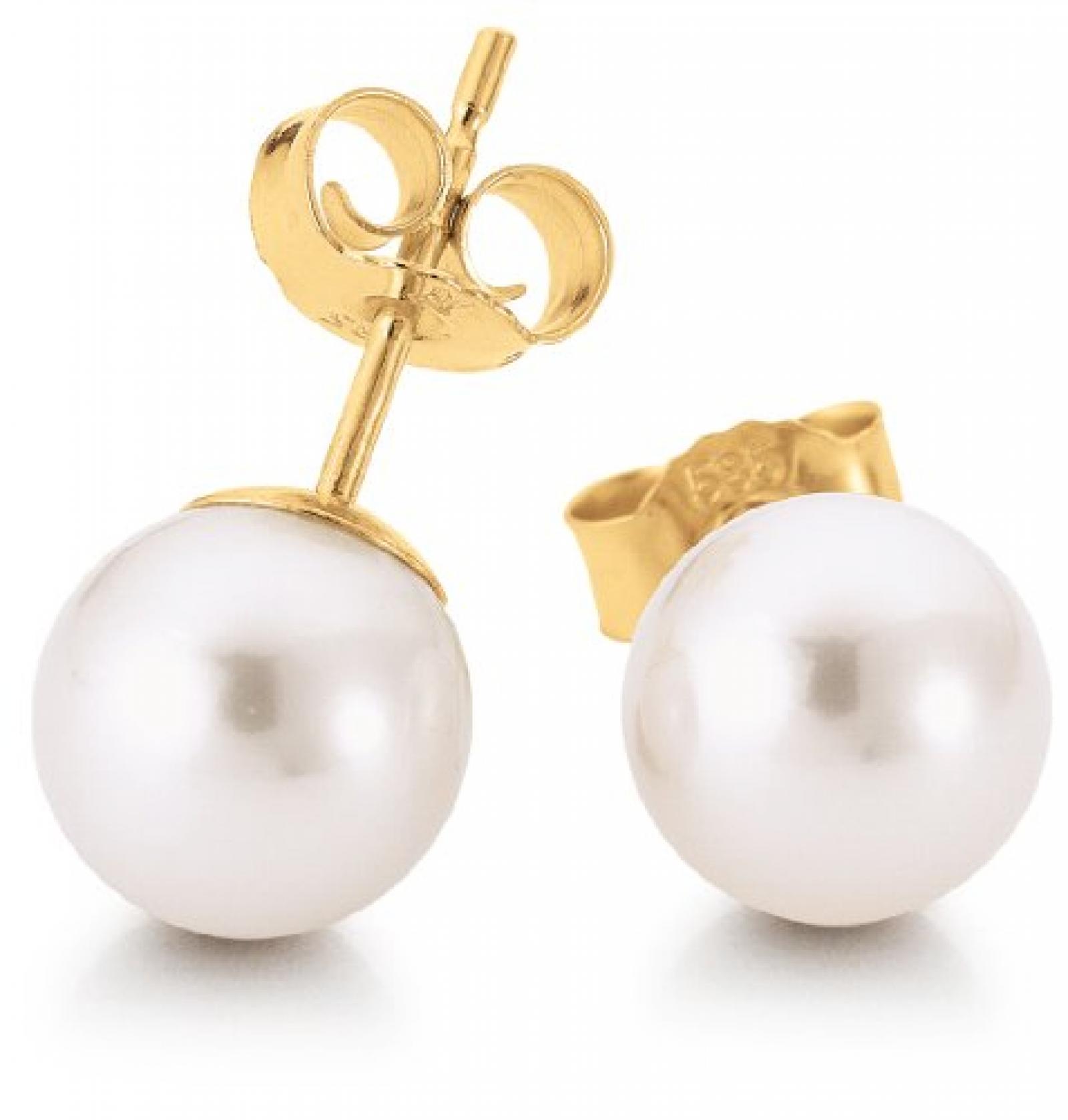 Adriana Eleganza Damen-Ohrstecker Akoya Zuchtperlen 585 Gelbgold Eleganza E18 