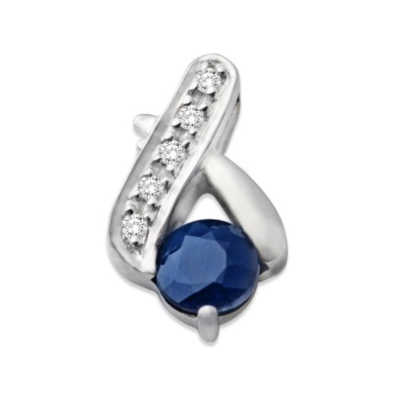 MIORE Damen-Anhänger 9 Karat (375) Weißgold Saphir mit Brillanten MCJ907P MIORE Damen-Anhänger 9 Karat (375) Weißgold Saphir mit Brillanten MCJ907P