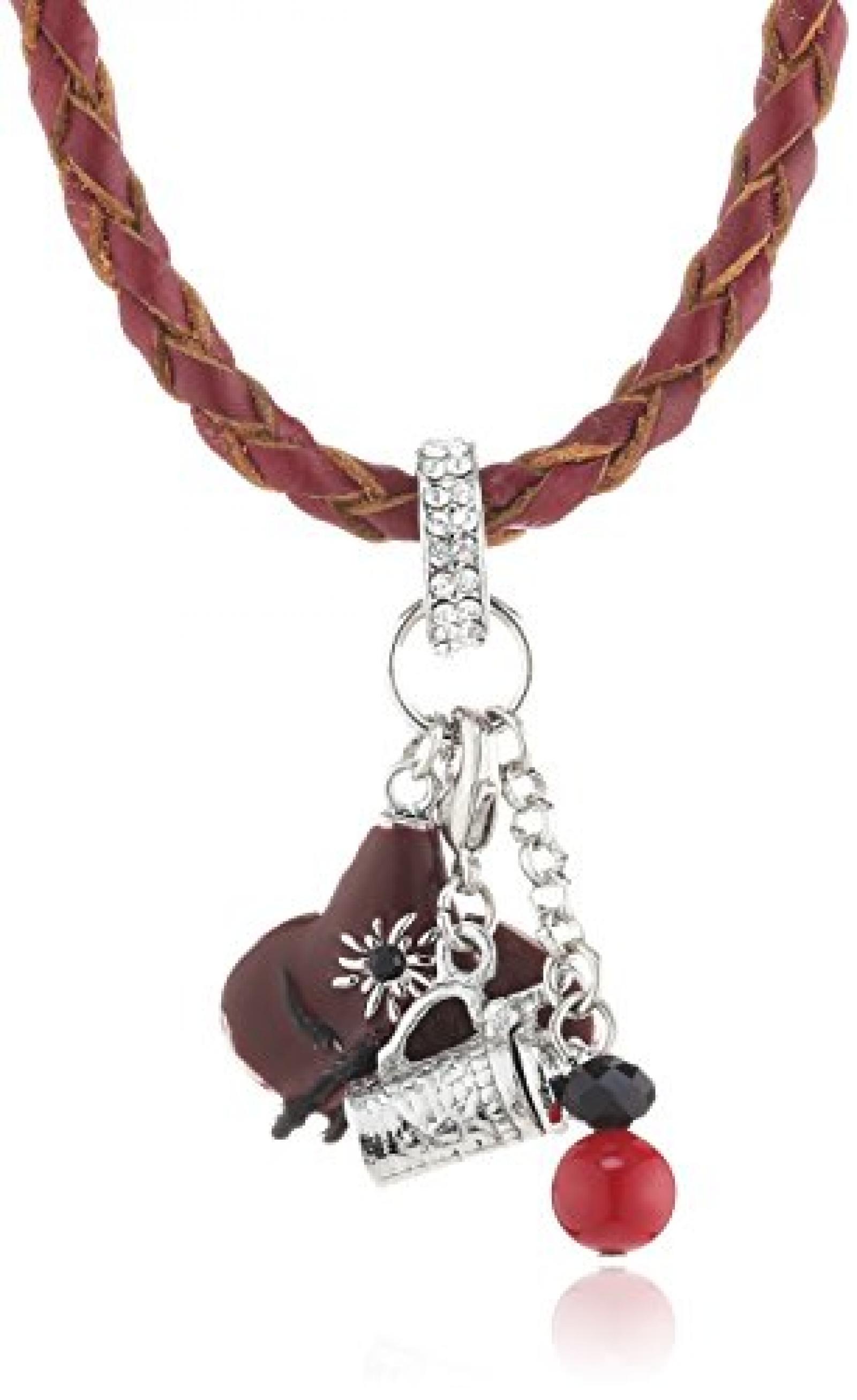Sweet Deluxe Damen-Kette Wiesn Heidi Leder silber/dunkelrot 43.5 cm 01113 