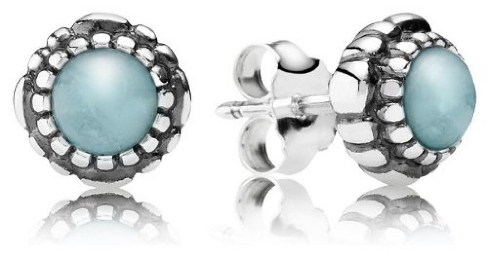 Pandora Damen-Ohrstecker 925 Sterling Silber Aquamarin Stories blau 290543AQ Pandora Damen-Ohrstecker 925 Sterling Silber Aquamarin Stories blau 290543AQ
