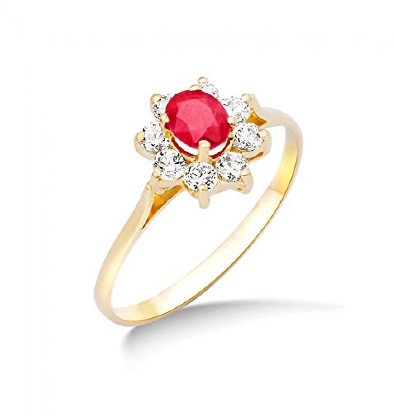 Miore Damen-Ring 9 Karat (375) Gelbgold rhodiniert Rubin MA9088ZR Miore Damen-Ring 9 Karat (375) Gelbgold rhodiniert Rubin MA9088ZR