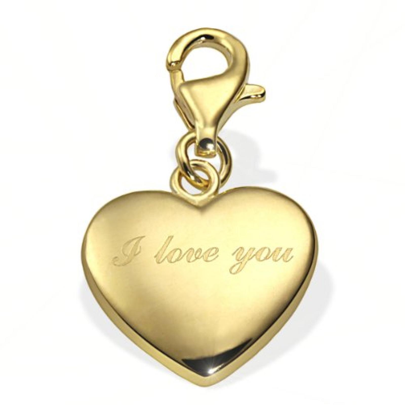 Goldmaid Damen-Charm Herz 333 Gelbgold I Love you Gh A4431GG 