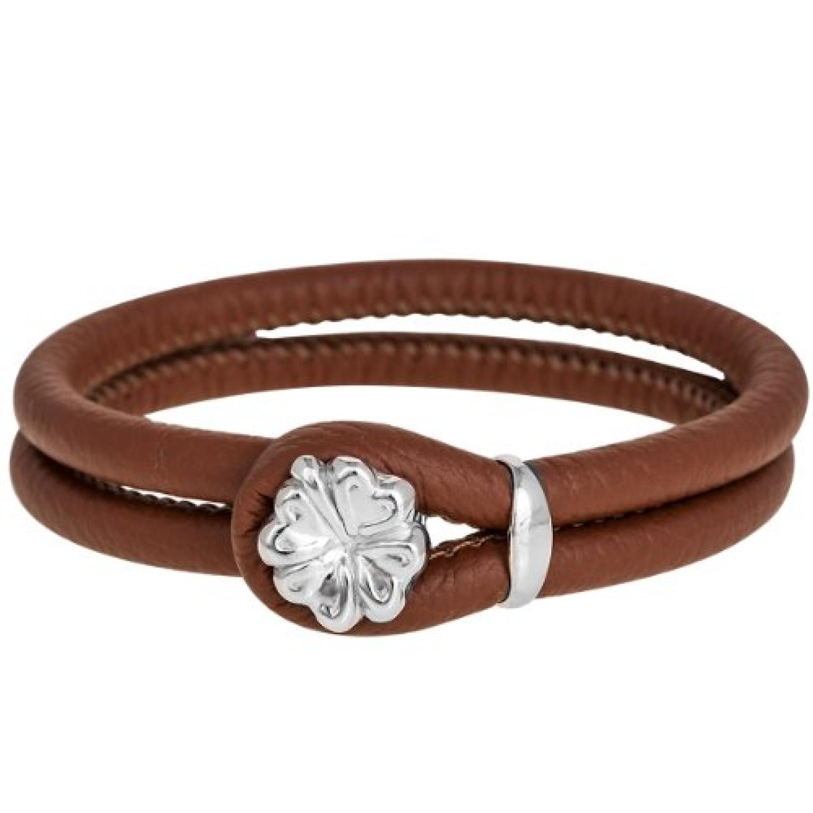 Bella Donna Damen-Lederarmband braun 925 Sterlingsilber 1 Kleeblatt 74090009 Bella Donna Damen-Lederarmband braun 925 Sterlingsilber 1 Kleeblatt 74090009