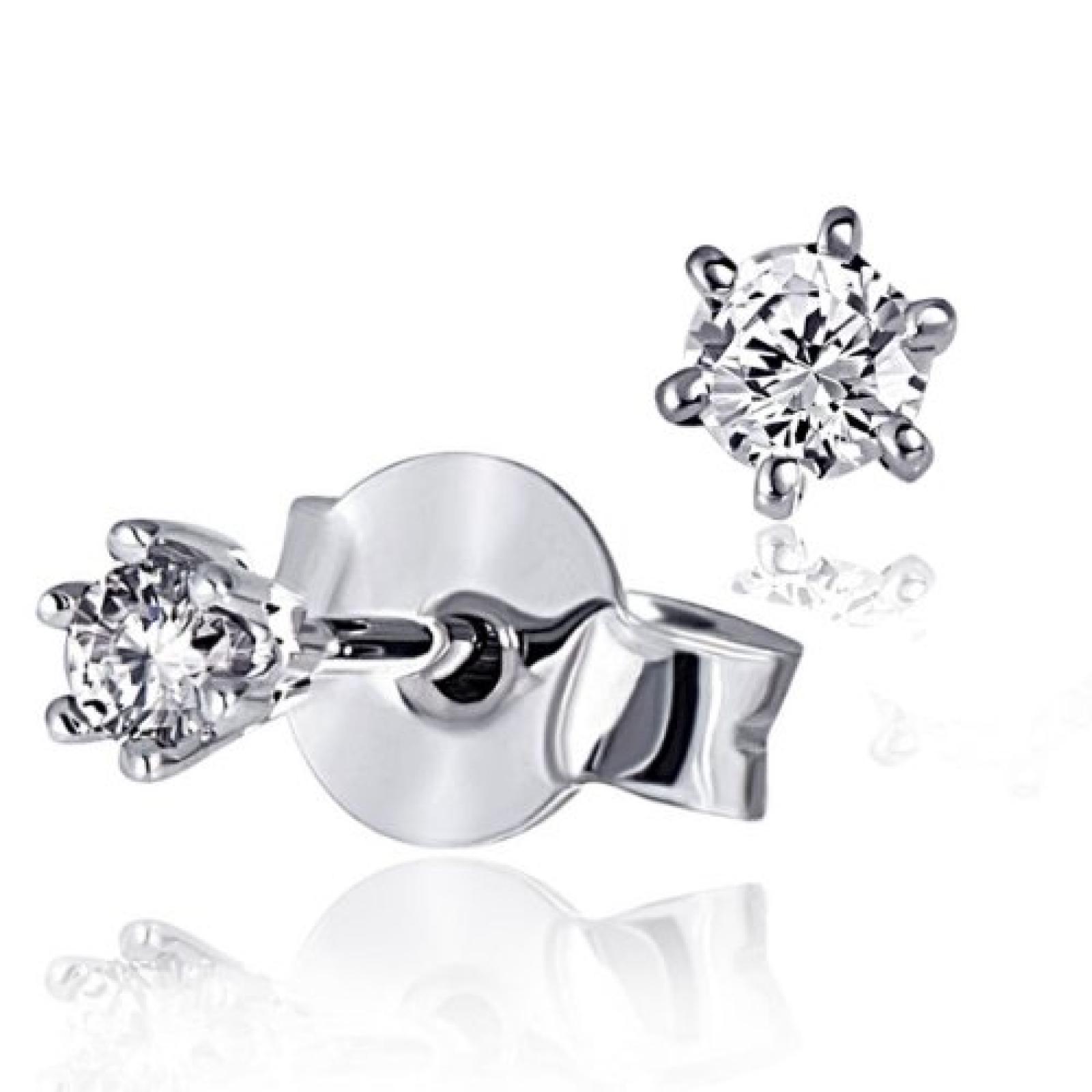 goldmaid Damen-Ohrstecker 585 Wei&szlig;gold 2 Brillanten 0,10ct farblos 2.8 mm So O490WG 