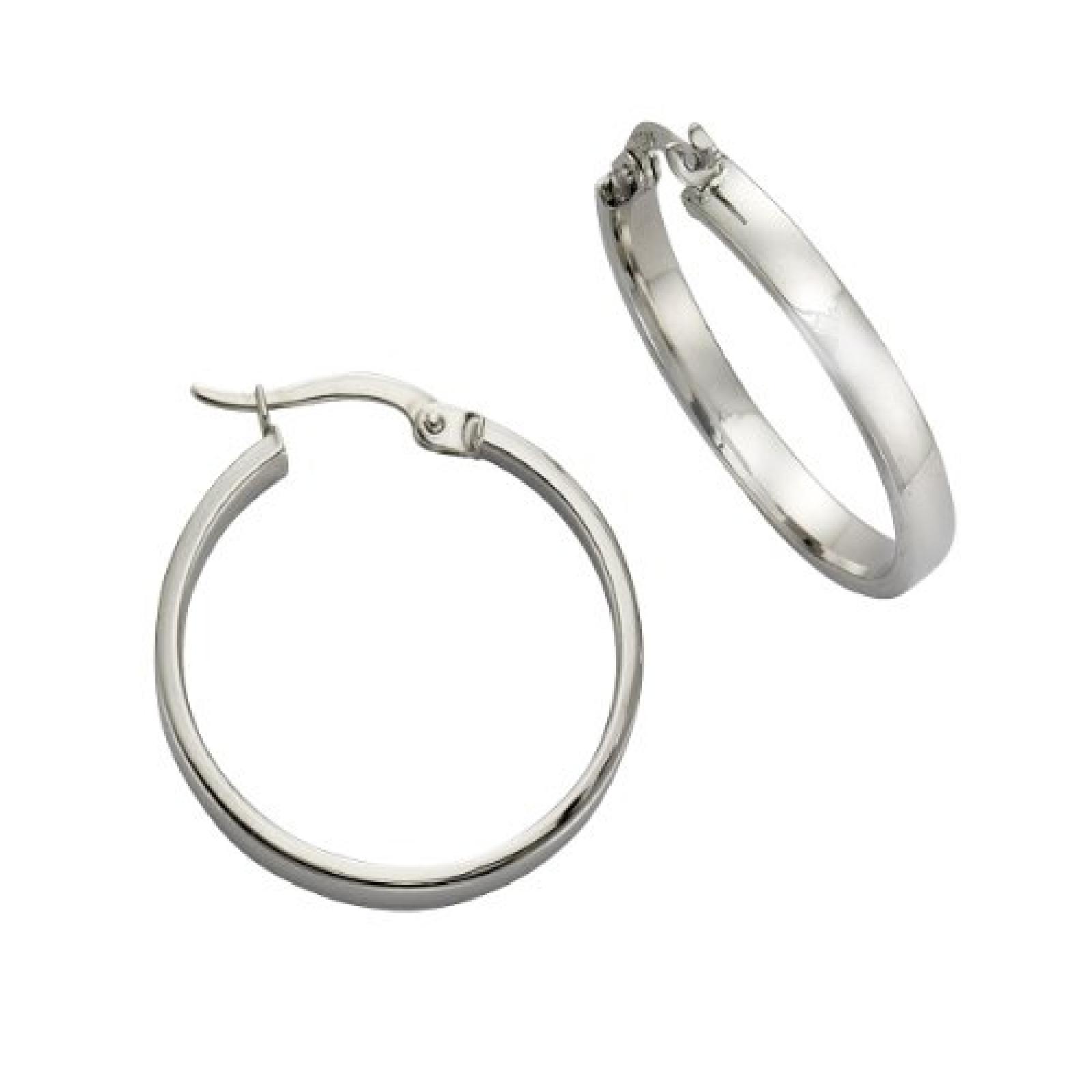 Celesta Damen-Creolen 585 Wei&szlig;gold 4-kant/glanz D= 26 mm 324310213-1 