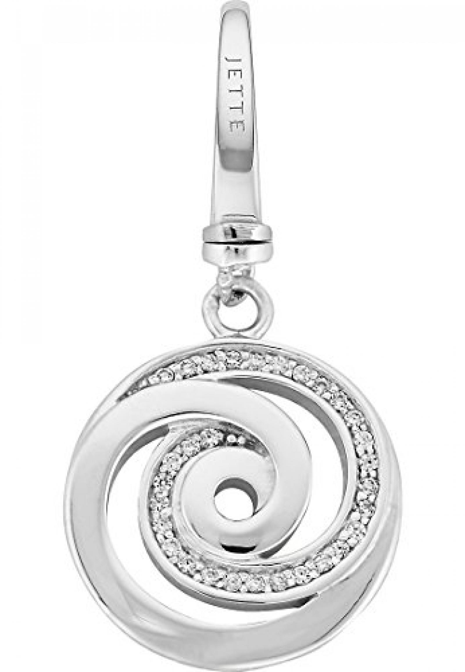 JETTE Charms Damen-Charm Curling 925er Silber rhodiniert 30 Zirkonia One Size, silber 