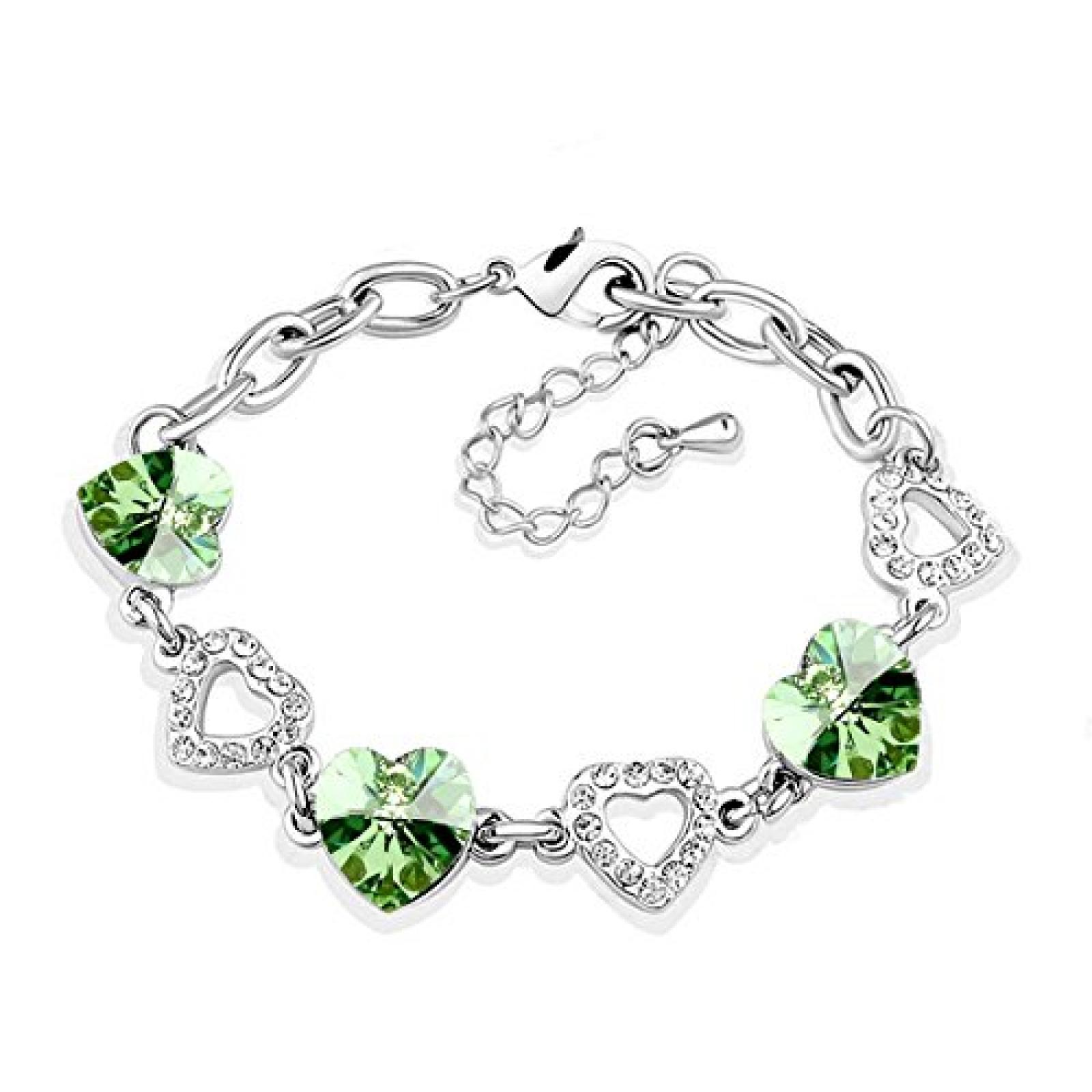 Le Premium&reg; Kleeblatt Kristall Charme Armb&auml;nder herzf&ouml;rmigen Swarovski Peridot Gr&uuml;n kristalle 
