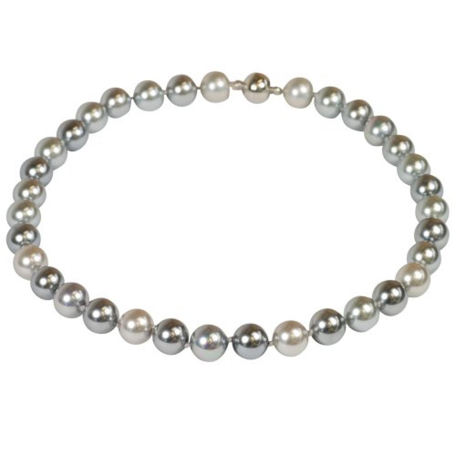 Collier Muschelkernperle, ca. 12 mm, ca. 48,5 cm, Shadow-Silver 
