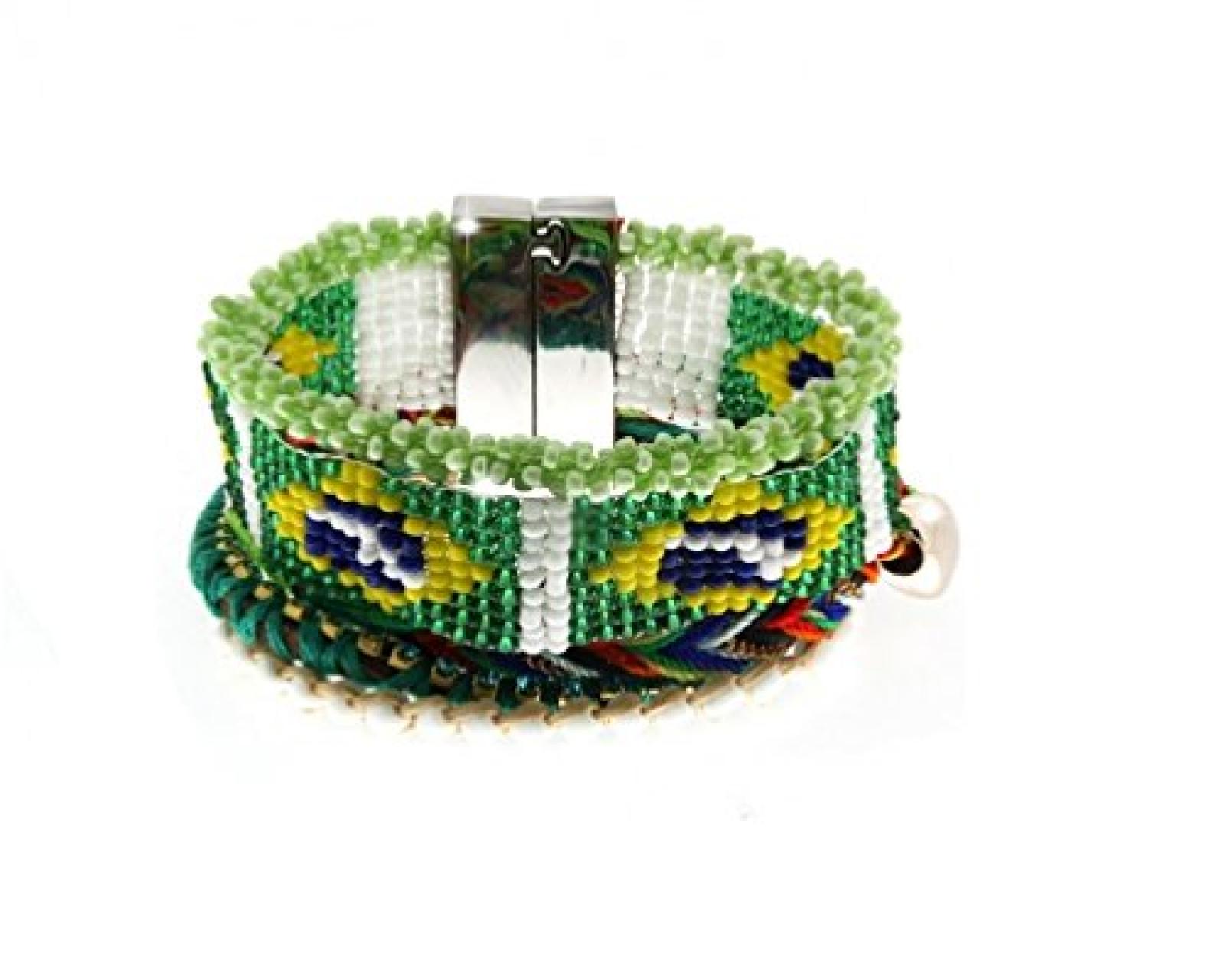 Sweet Deluxe Damen Armband Messing rhodiniert Stoff 19 cm mehrfarbig 03614 