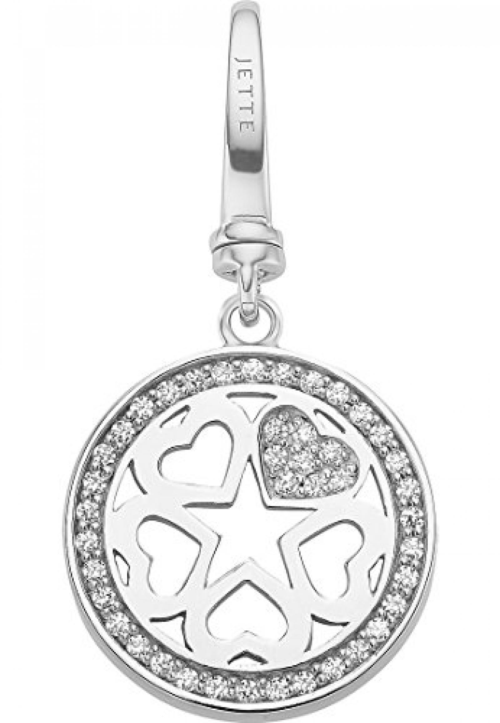 JETTE Charms Damen-Charm Love Tag 925er Silber rhodiniert 42 Zirkonia One Size, silber 