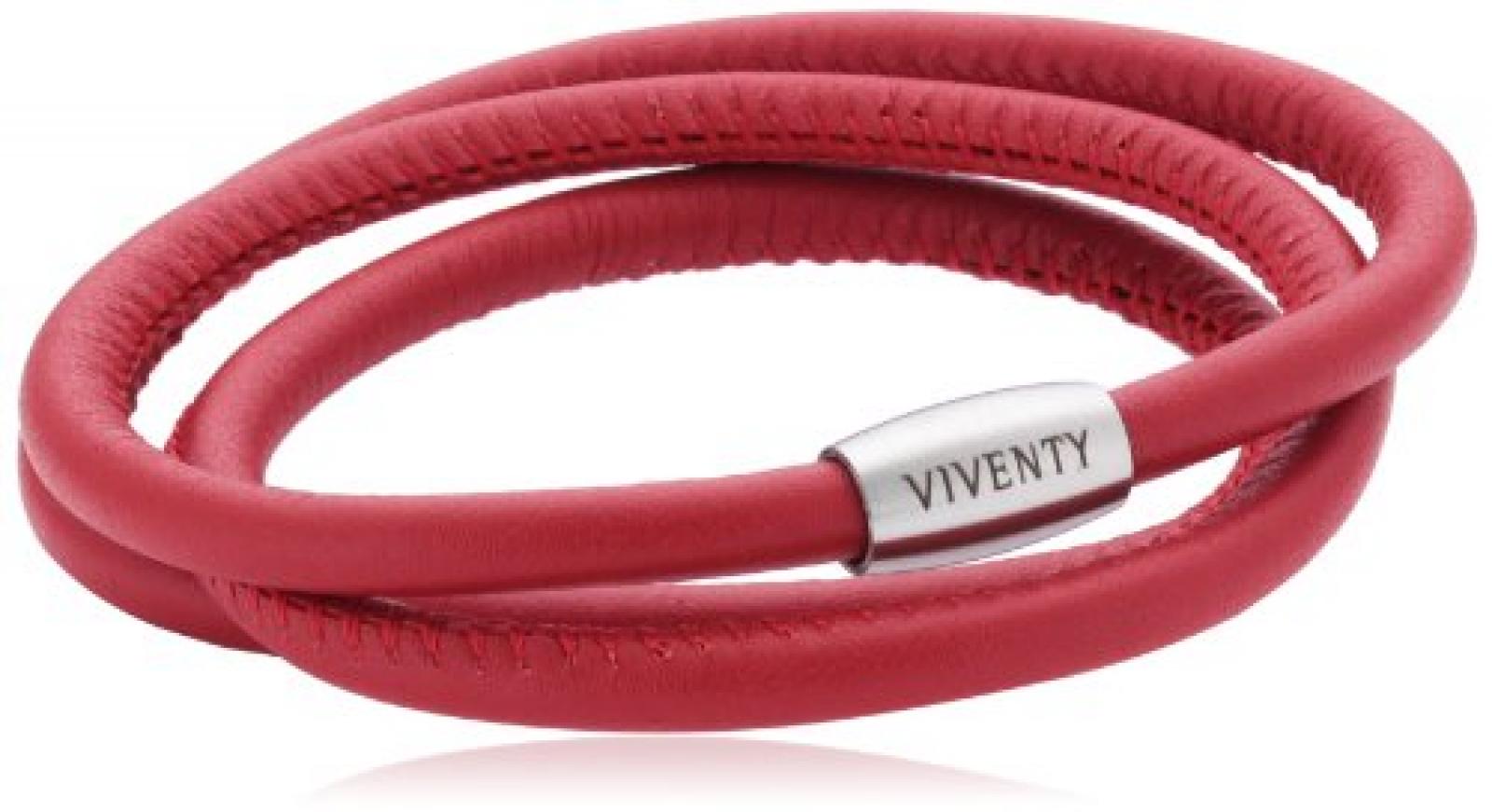 Viventy Unisex Armband Leder 3x gewickelt. in rot 59cm 764042 
