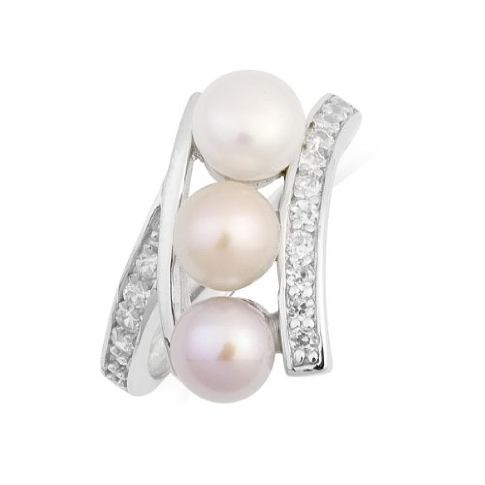 Valero Pearls Damen-Ring Silver Collection 925 Sterling Silber S&uuml;&szlig;wasser-Zuchtperlen Wei&szlig; / Apricot / Flieder 60201410 