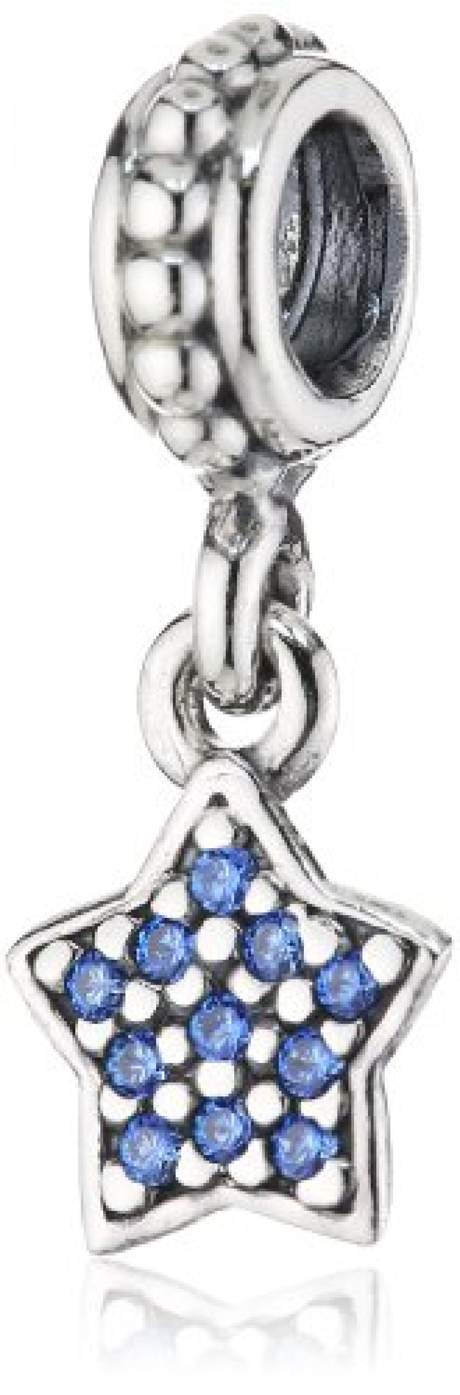 Pandora Damen-Charm 925 Sterling Silber Zirkonia blau 791024CZB 