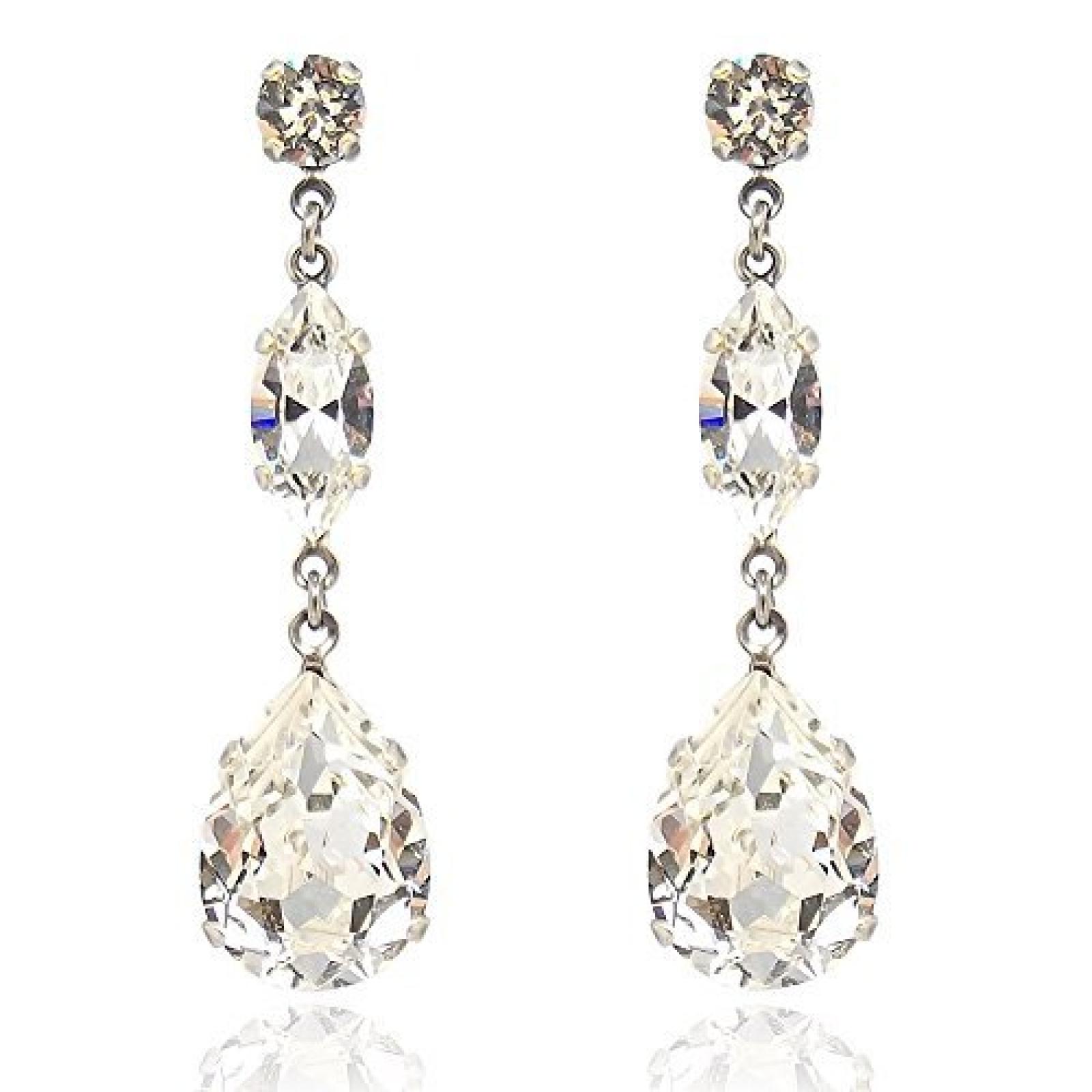 Ohrringe mit SWAROVSKI ELEMENTS - Farbe Silber Crystal - in Etui Ohrringe mit SWAROVSKI ELEMENTS - Farbe Silber Crystal - in Etui