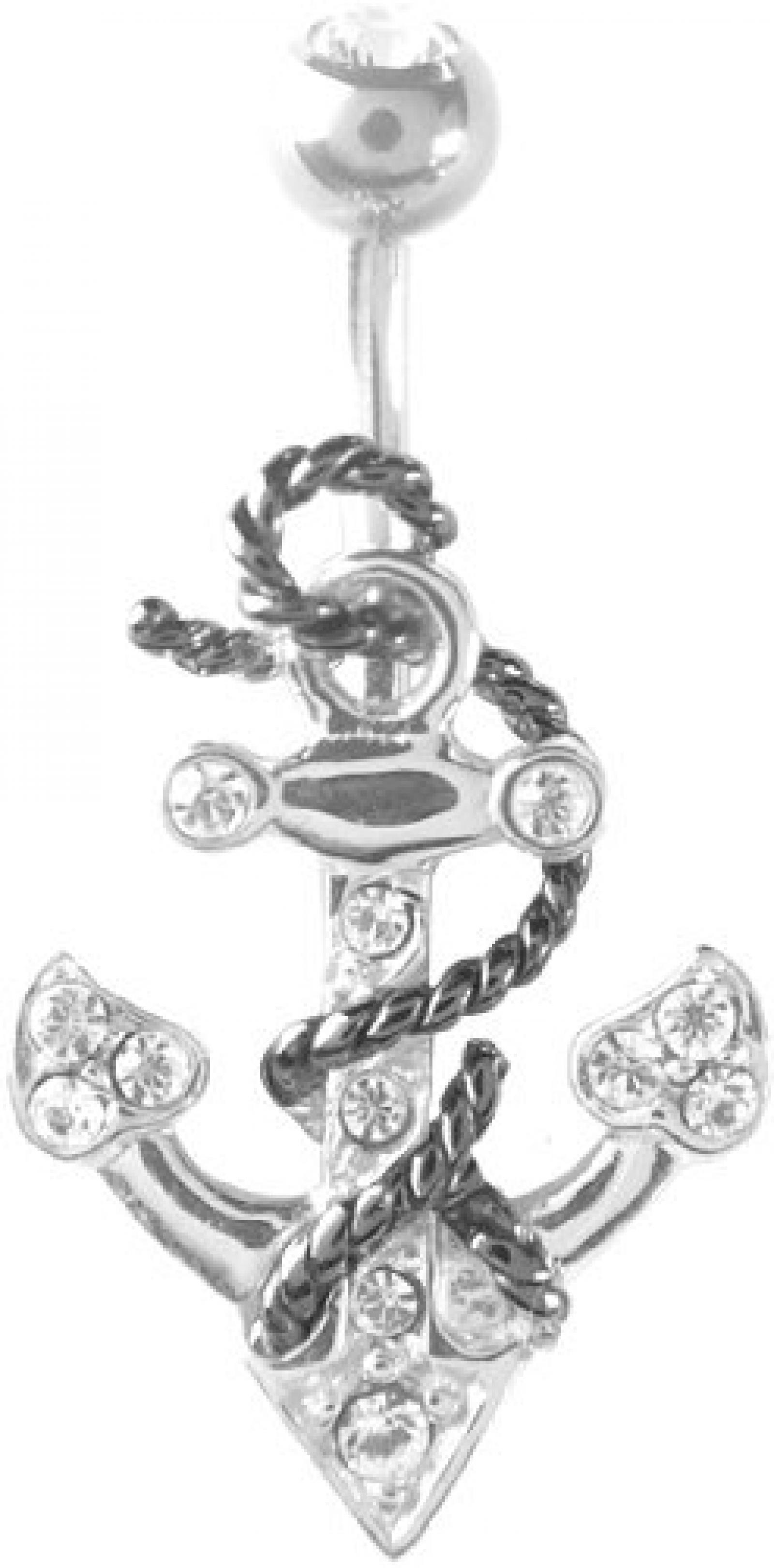 Silber Bauchnabel Piercing Anker Mit Swarovski Elements SBB-52.Weiss Silber Bauchnabel Piercing Anker Mit Swarovski Elements SBB-52.Weiss
