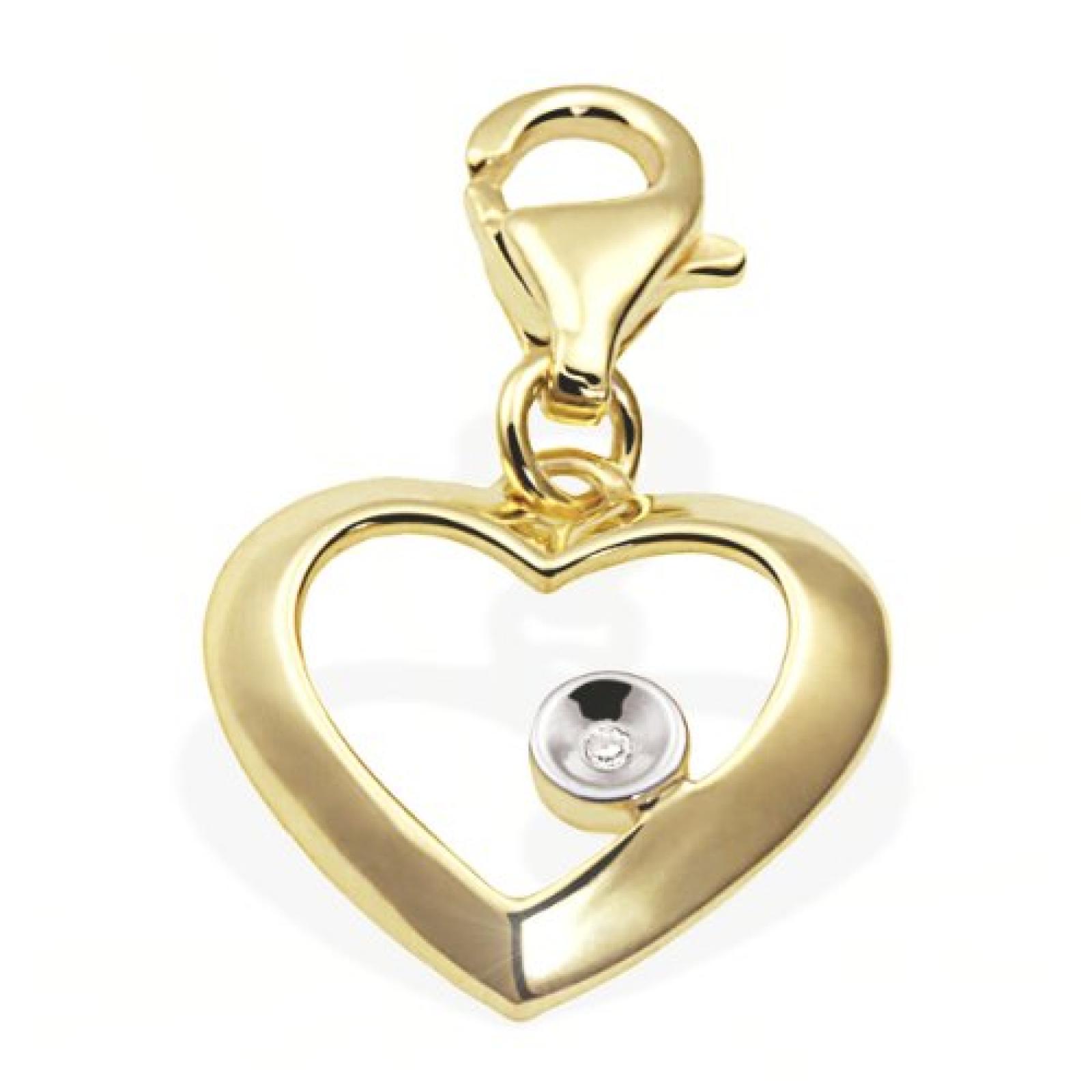 Goldmaid Damen-Charm Herz 333 Gelbgold 1 Diamant 0,01 ct Gch A4414GG 