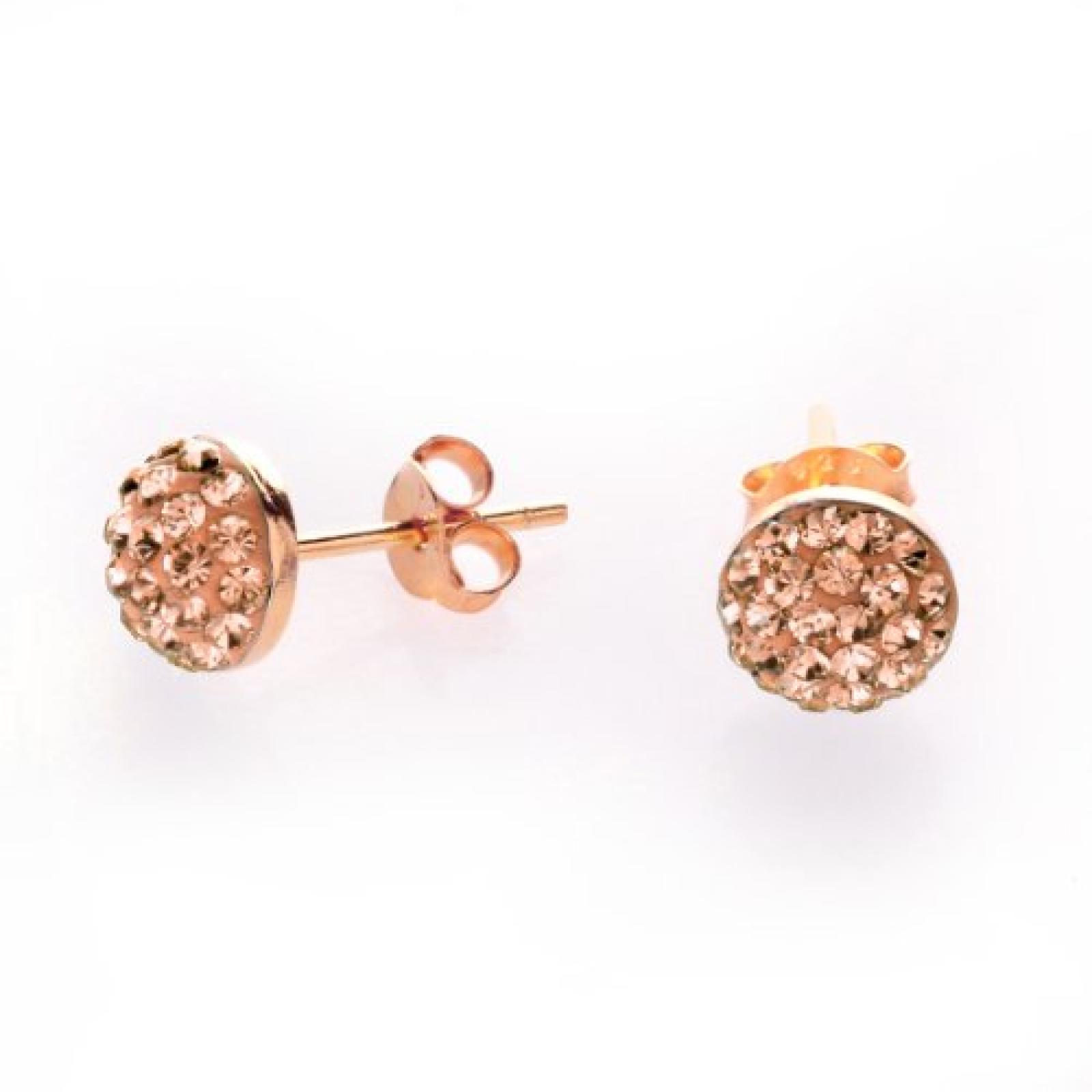 Karisma Damen Ohrstecker Halbkugel - Silber 925 Rosé Gold beschichtet mit Swarovski Elements - 1047ERG1.CZ -7mm Karisma Damen Ohrstecker Halbkugel - Silber 925 Rosé Gold beschichtet mit Swarovski Elements - 1047ERG1.CZ -7mm